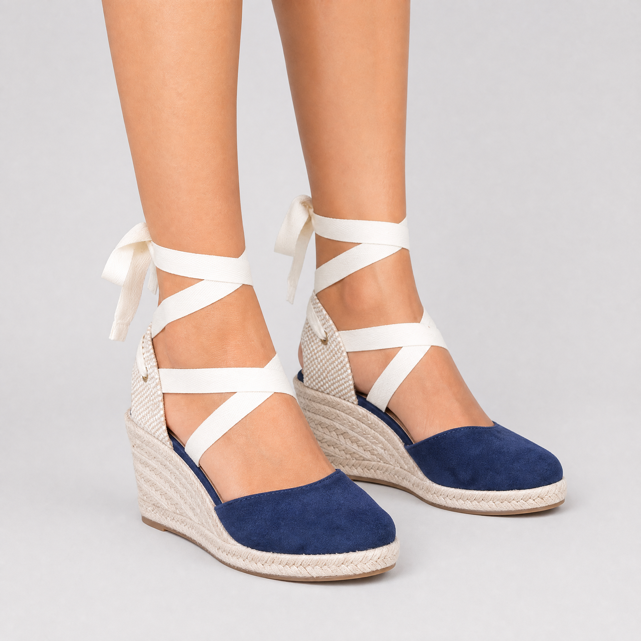 Women’s High Wedge Lace-Up Canvas Espadrille Sandals