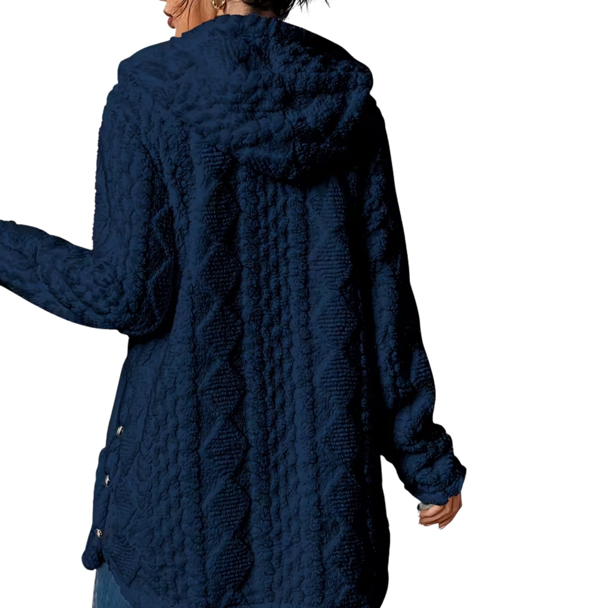 Women’s Hooded Button-Textured Cardigan
