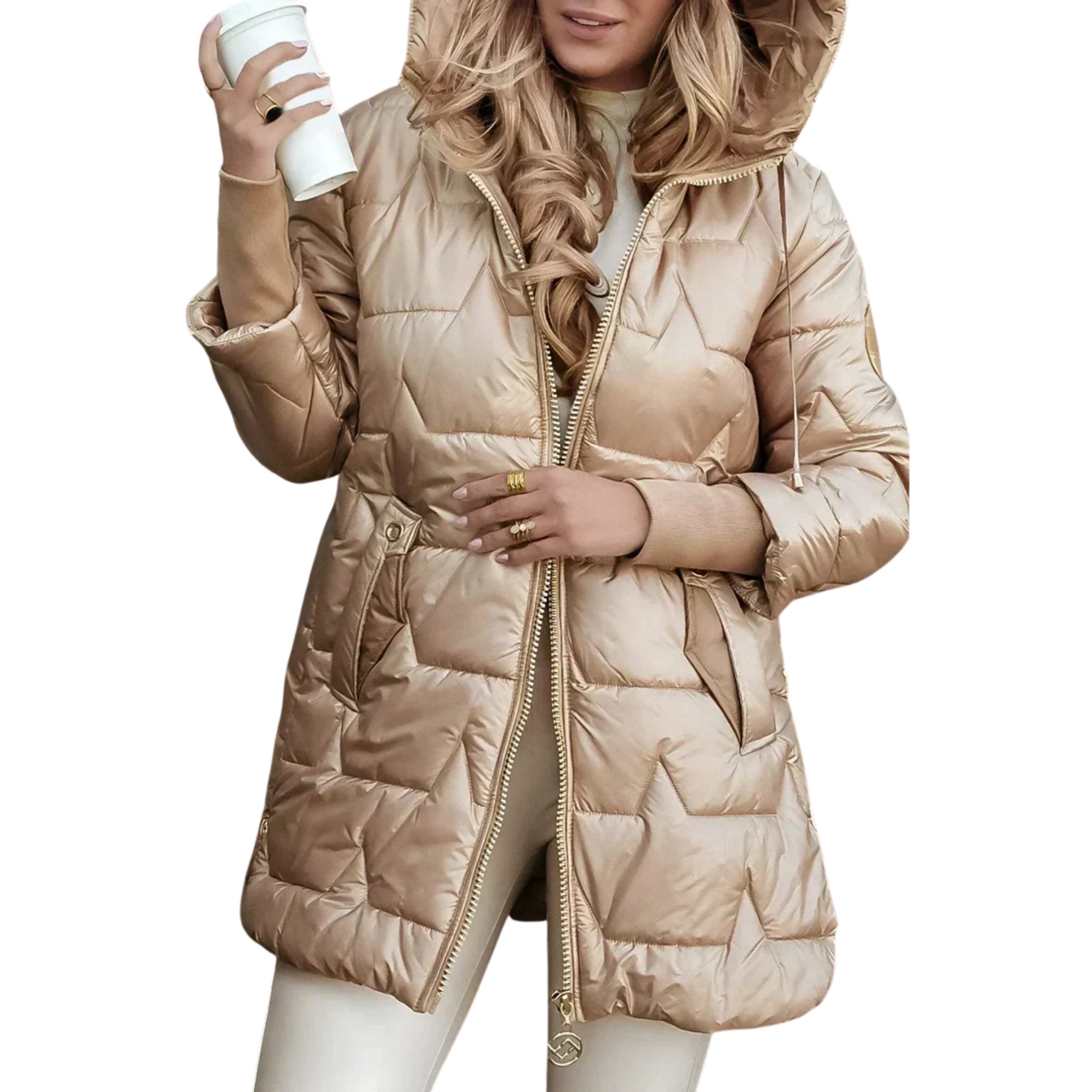Women’s Metallic Hooded Puffer Jacket
