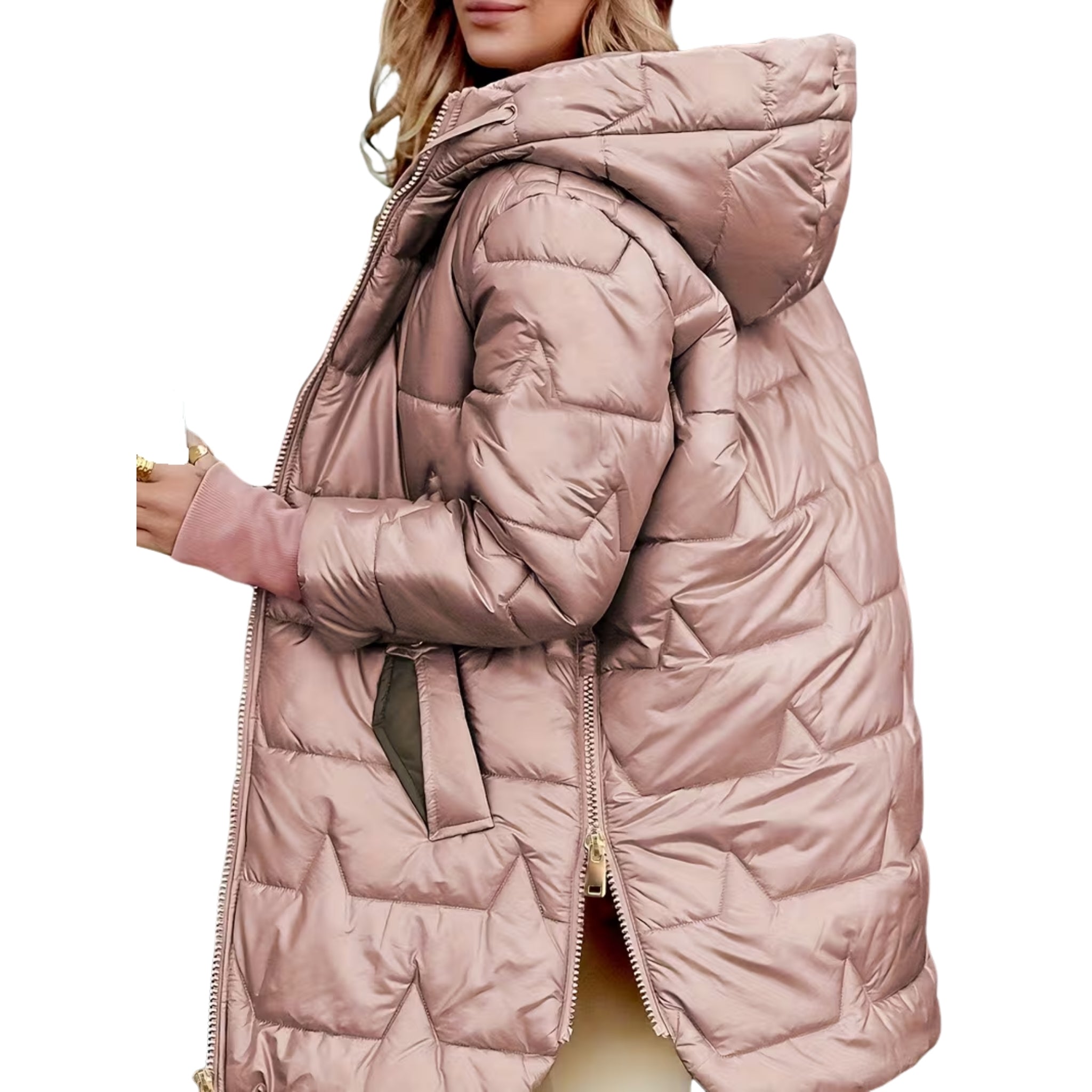 Women’s Metallic Hooded Puffer Jacket