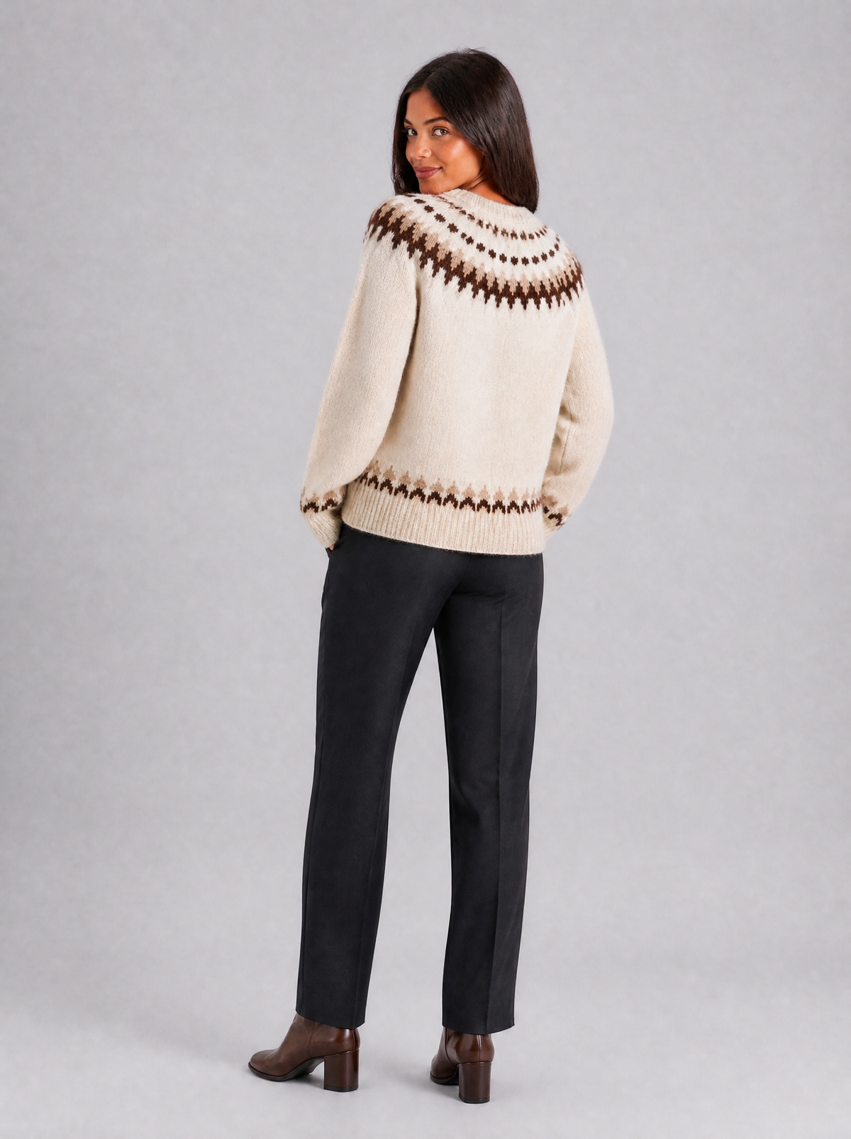 Women's Jacquard Fair Isle Crew Neck Relaxed Jumper - product view 2