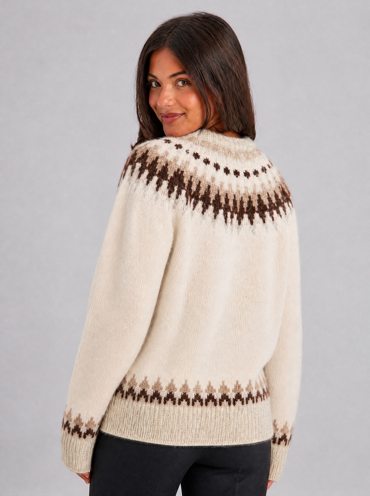 Women's Jacquard Fair Isle Crew Neck Relaxed Jumper - product view 4