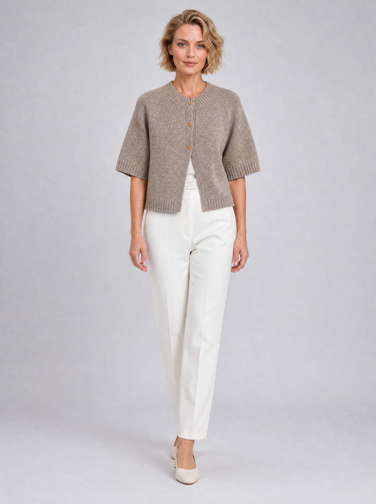 Women's Knit Short Sleeve Button Front Cardigan