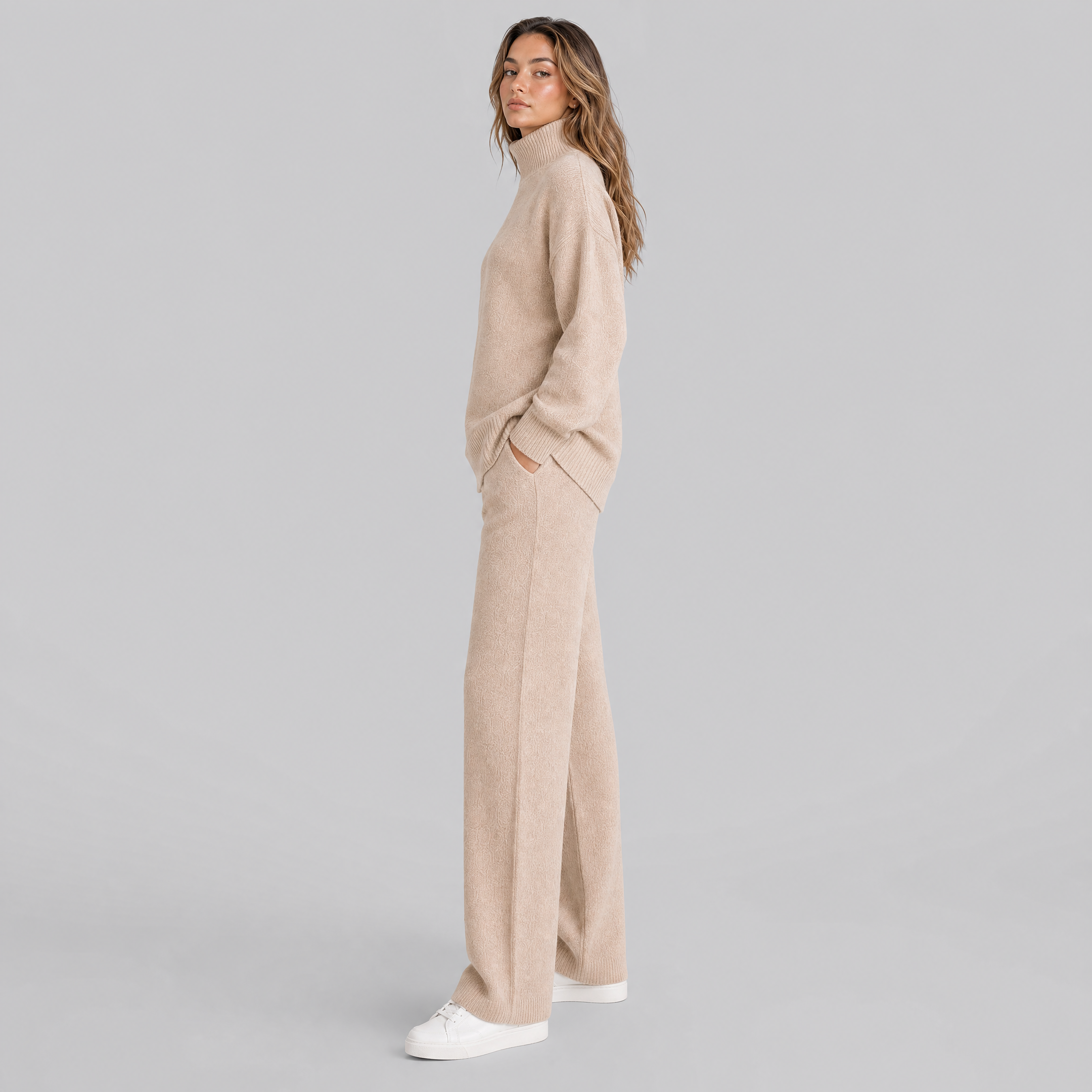 Women's Knitted Co-Ord Set – Loungewear Trouser Set