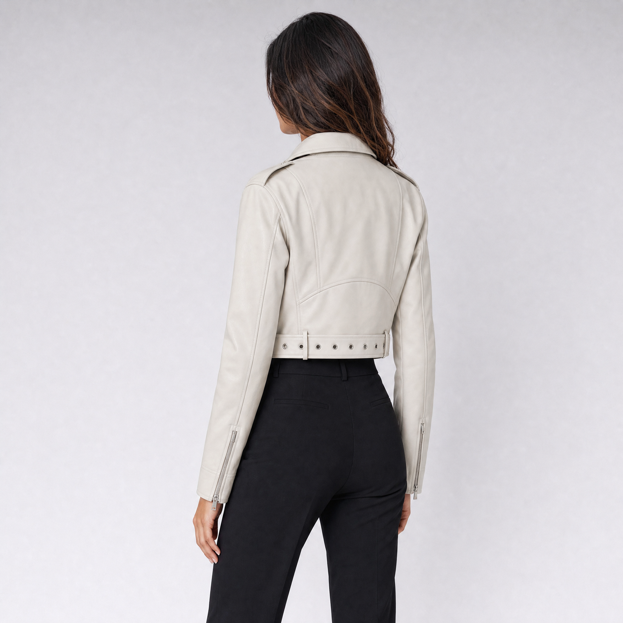 Women's Leather Jacket – Cropped Faux Leather Biker Jacket