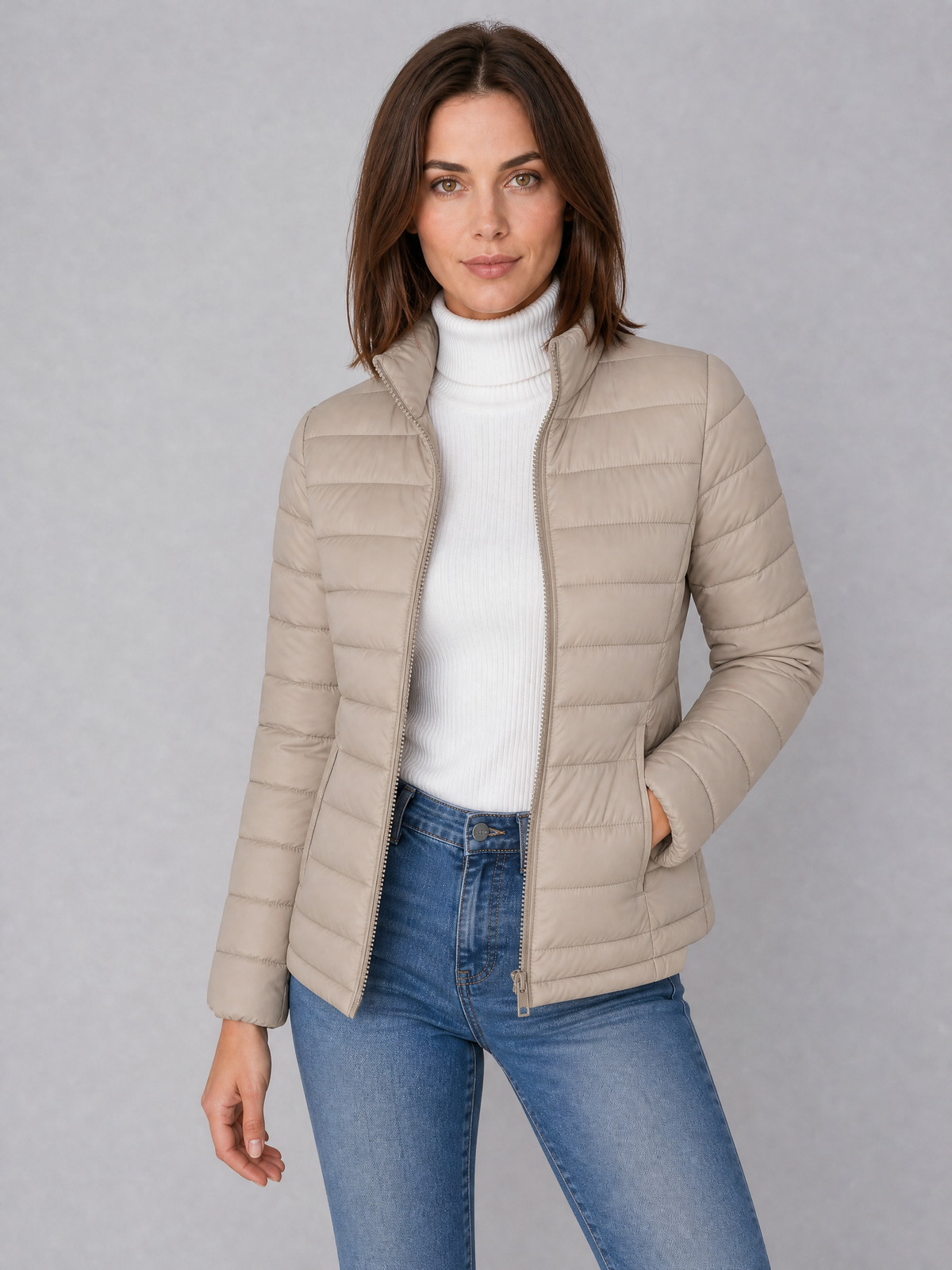 Women's Lightweight Quilted Padded Jacket Tailored Fit