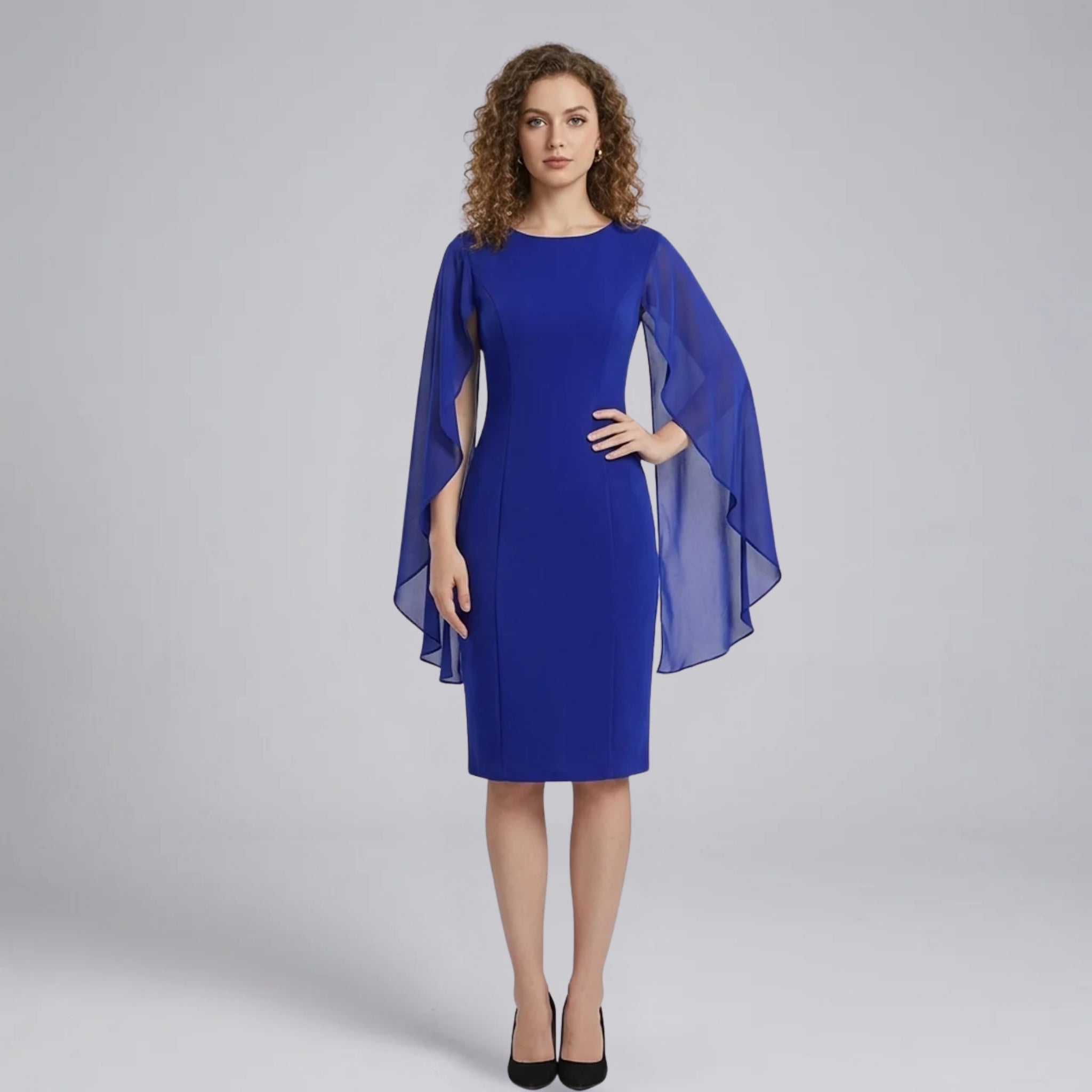 Women’s Lightweight Textured Chiffon Overlay Dress