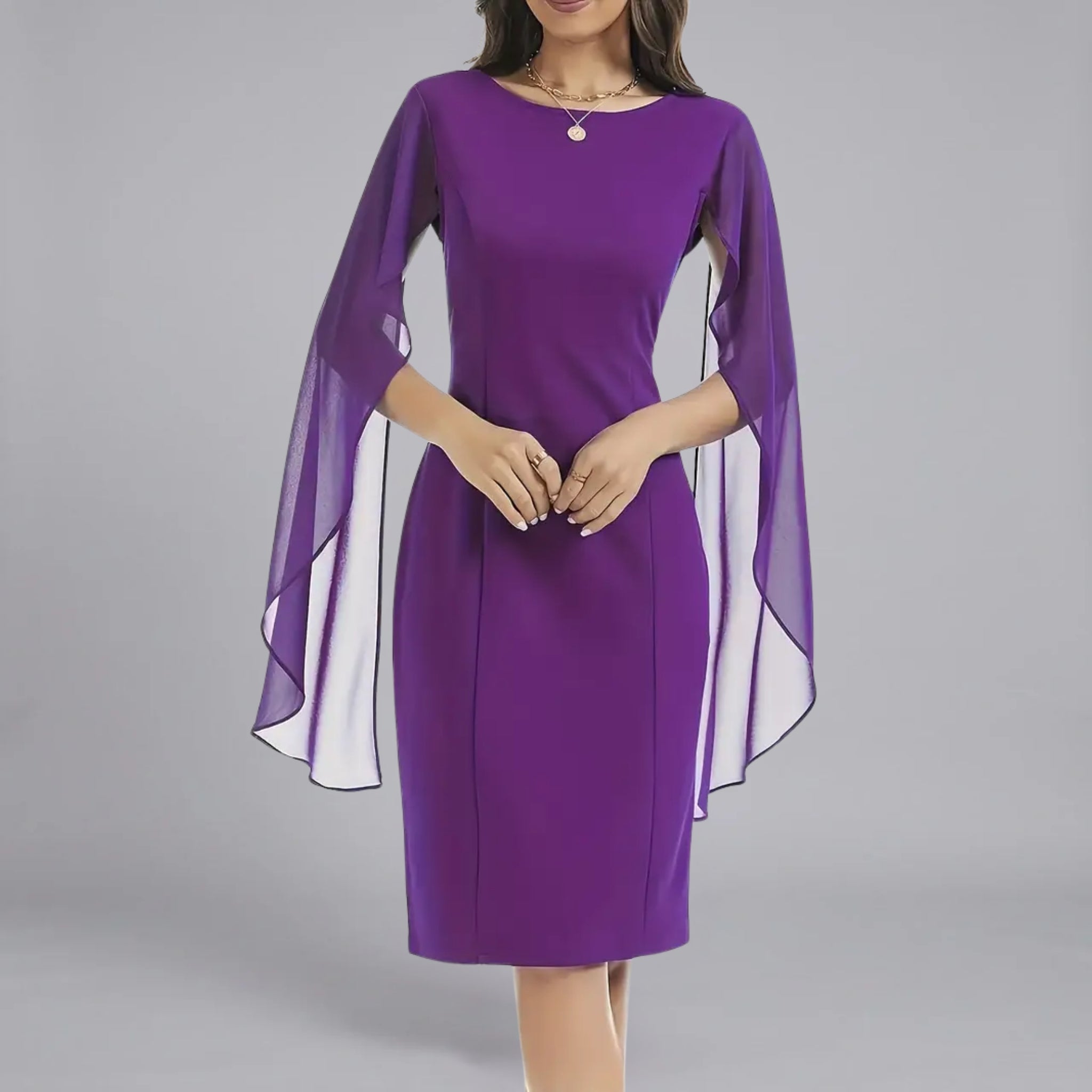 Women’s Lightweight Textured Chiffon Overlay Dress