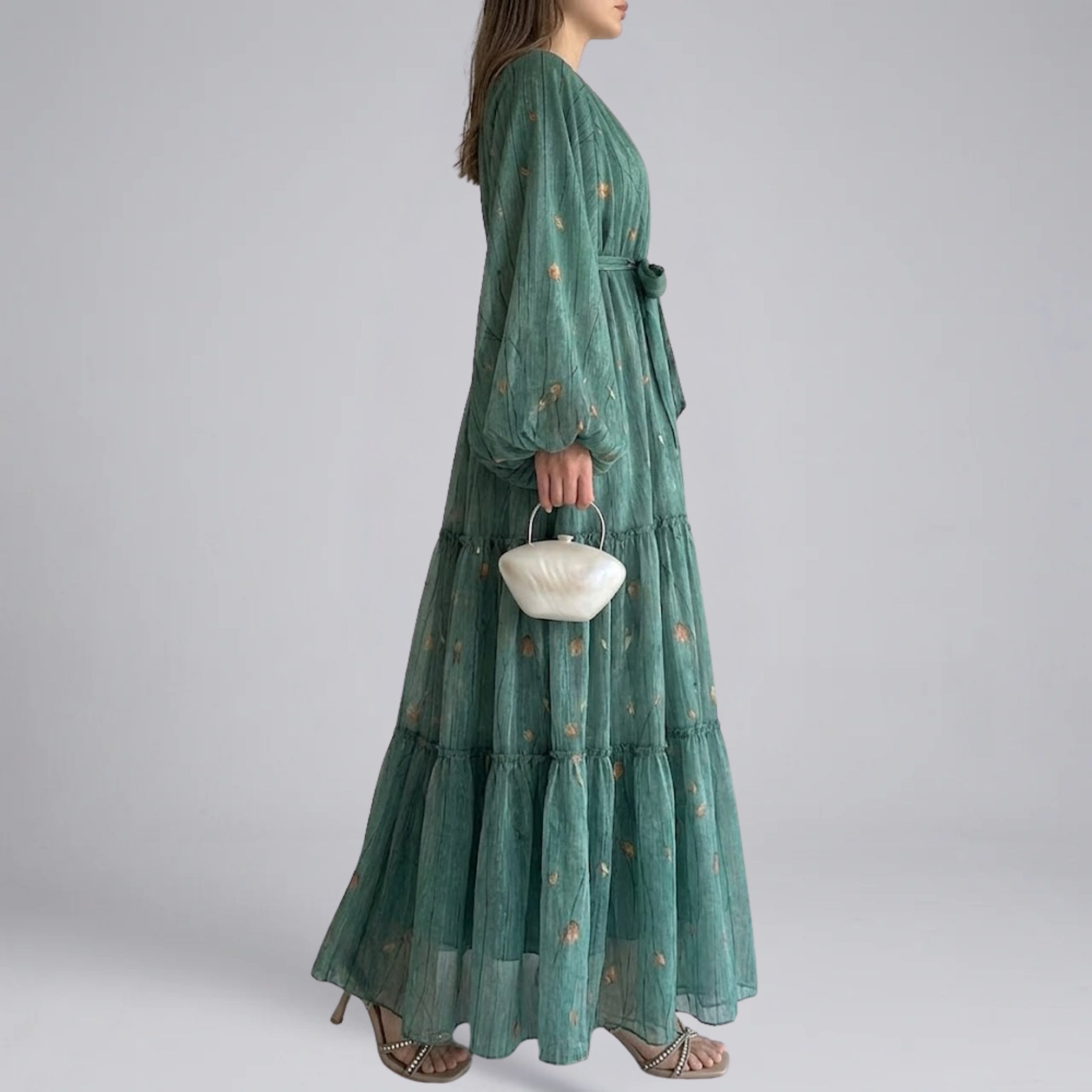 Women’s Lightweight Textured Chiffon Pleated Drape Dress