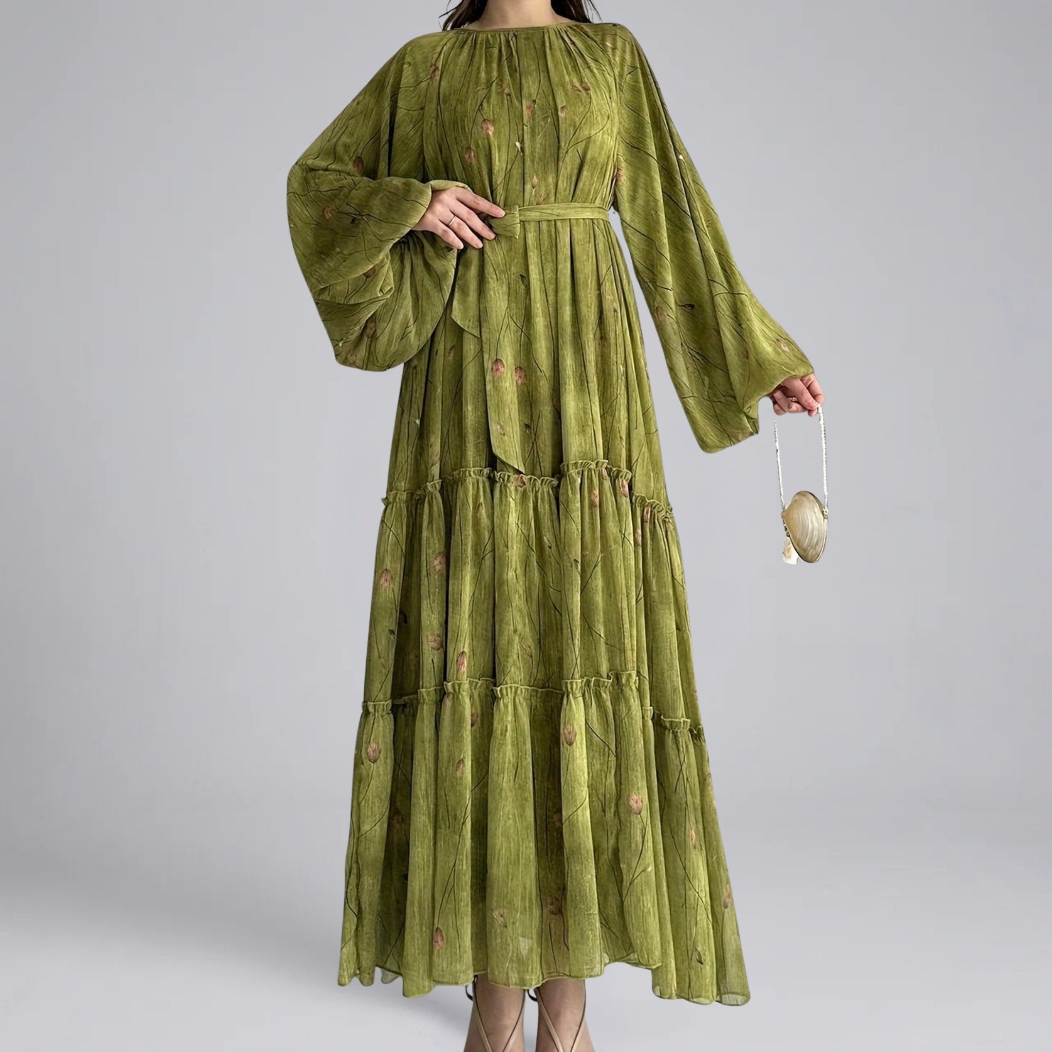 Women’s Lightweight Textured Chiffon Pleated Drape Dress