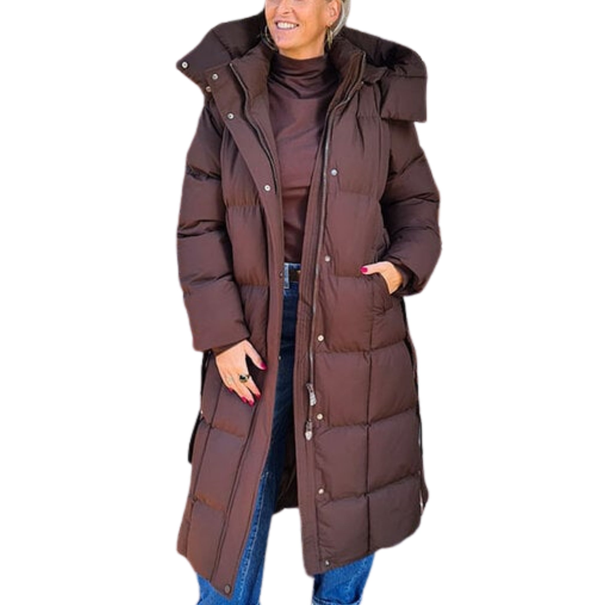 Women’s Long Hooded Belted Puffer Jacket