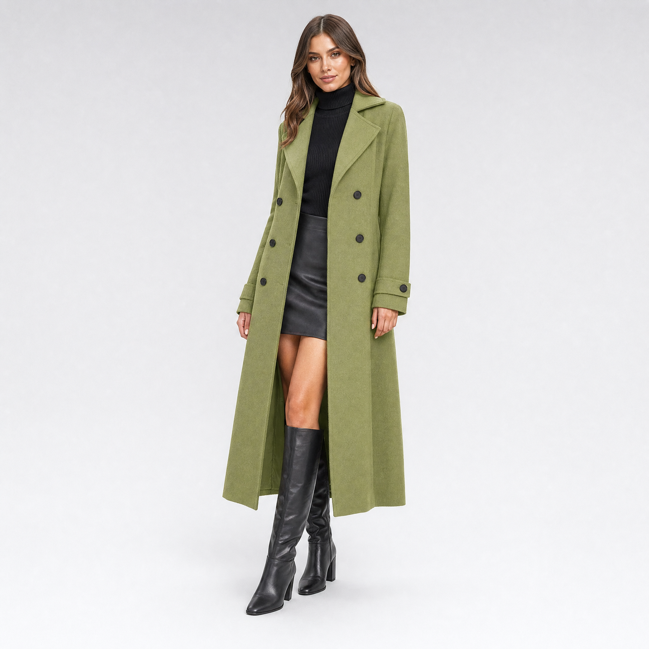 Women's Long Tailored Overcoat – Wool Blend Coat