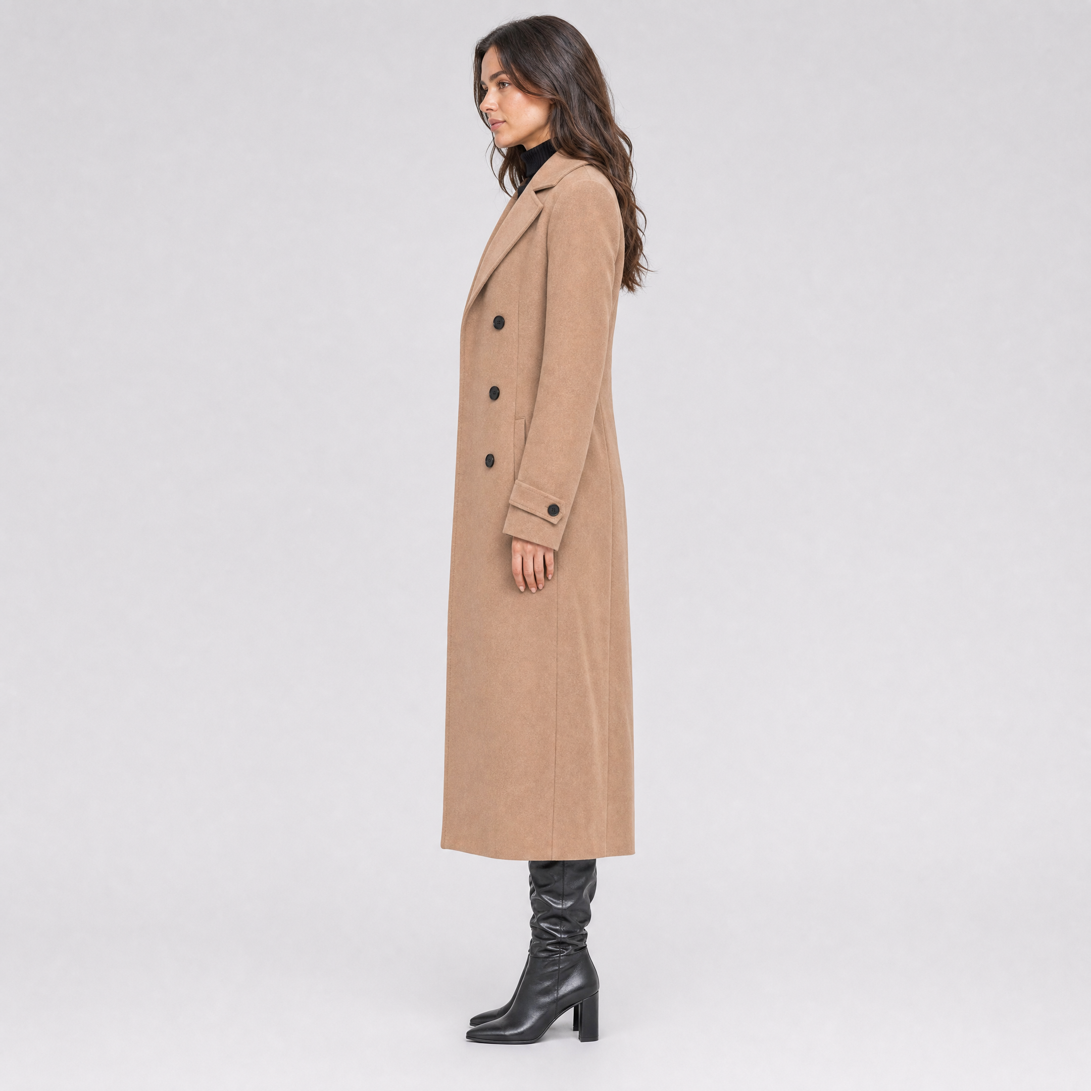 Women's Long Tailored Overcoat – Wool Blend Coat