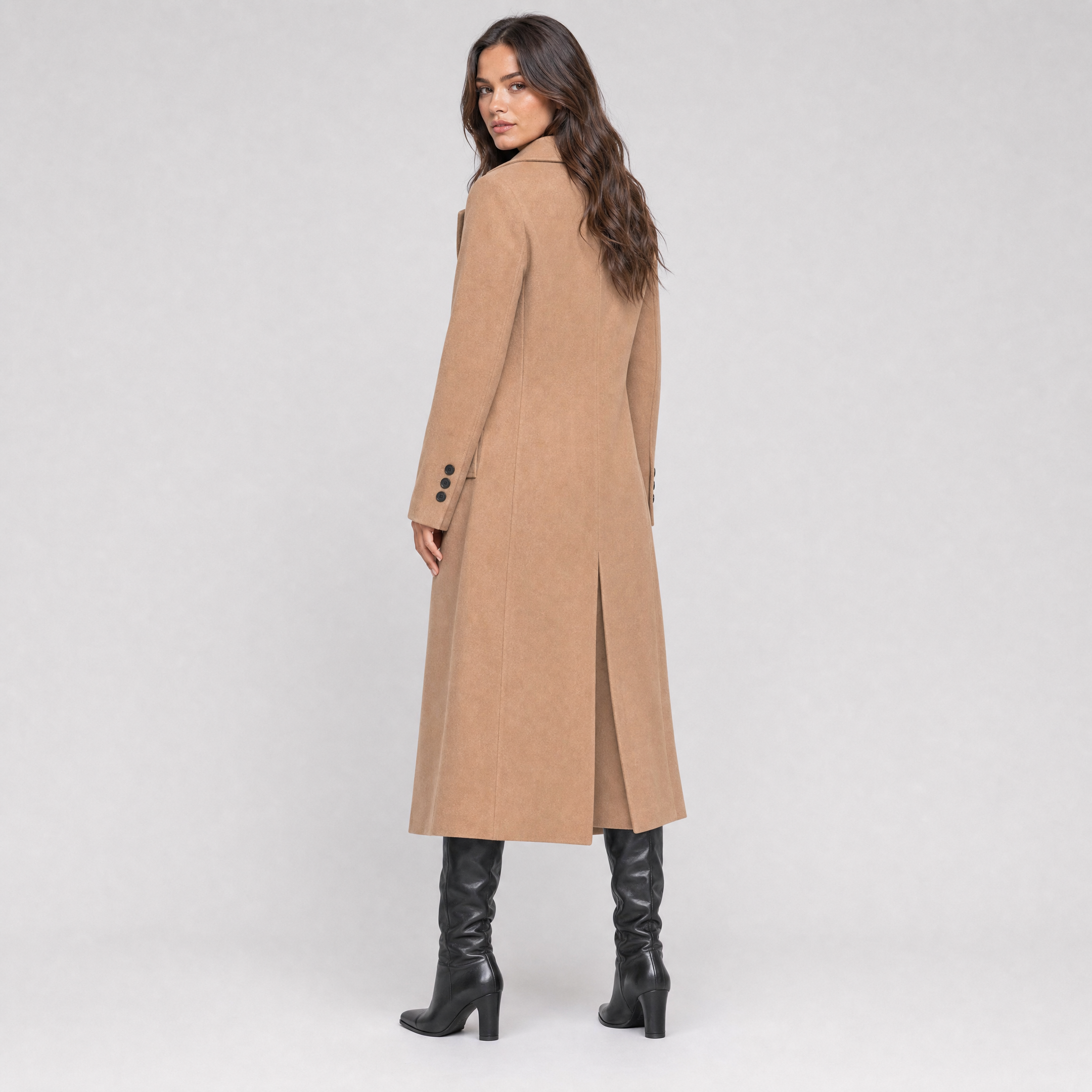 Women's Long Tailored Overcoat – Wool Blend Coat