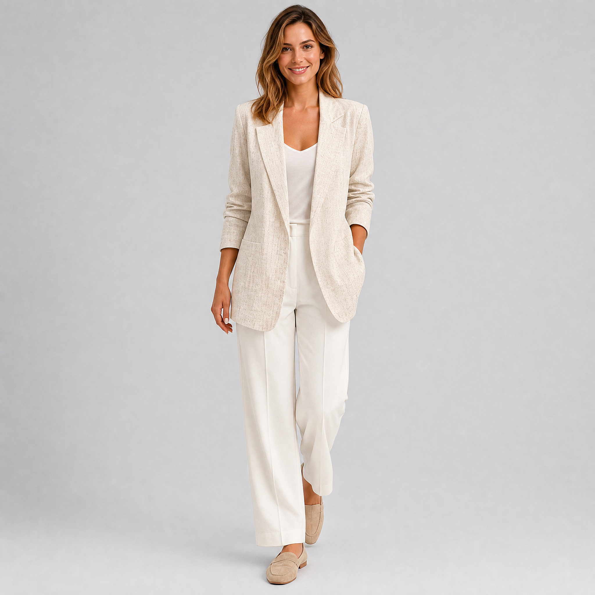 Women’s Longline Open Front Linen Blazer