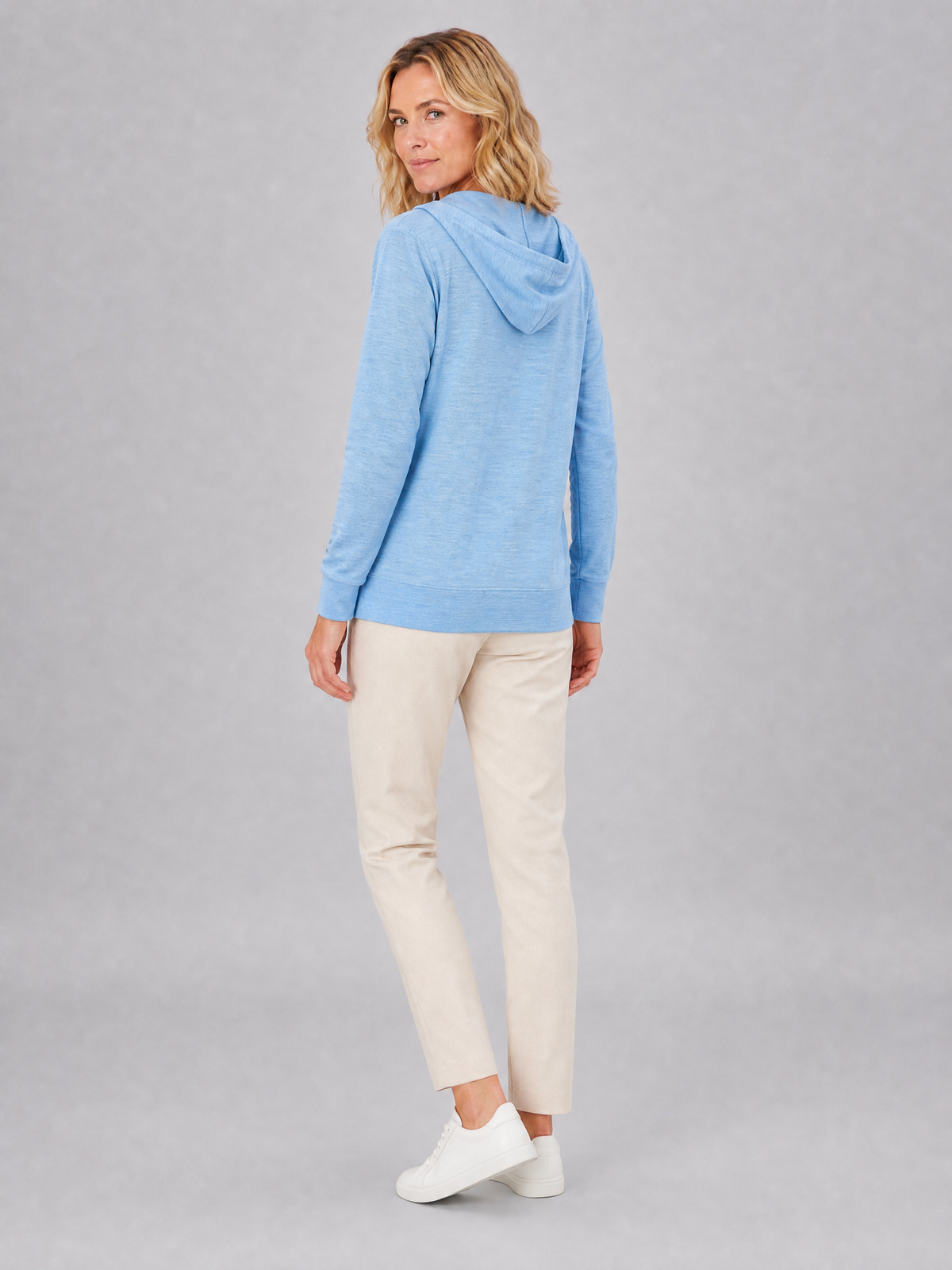 Women's Marl Cotton Blend Relaxed Hooded Zip Cardigan