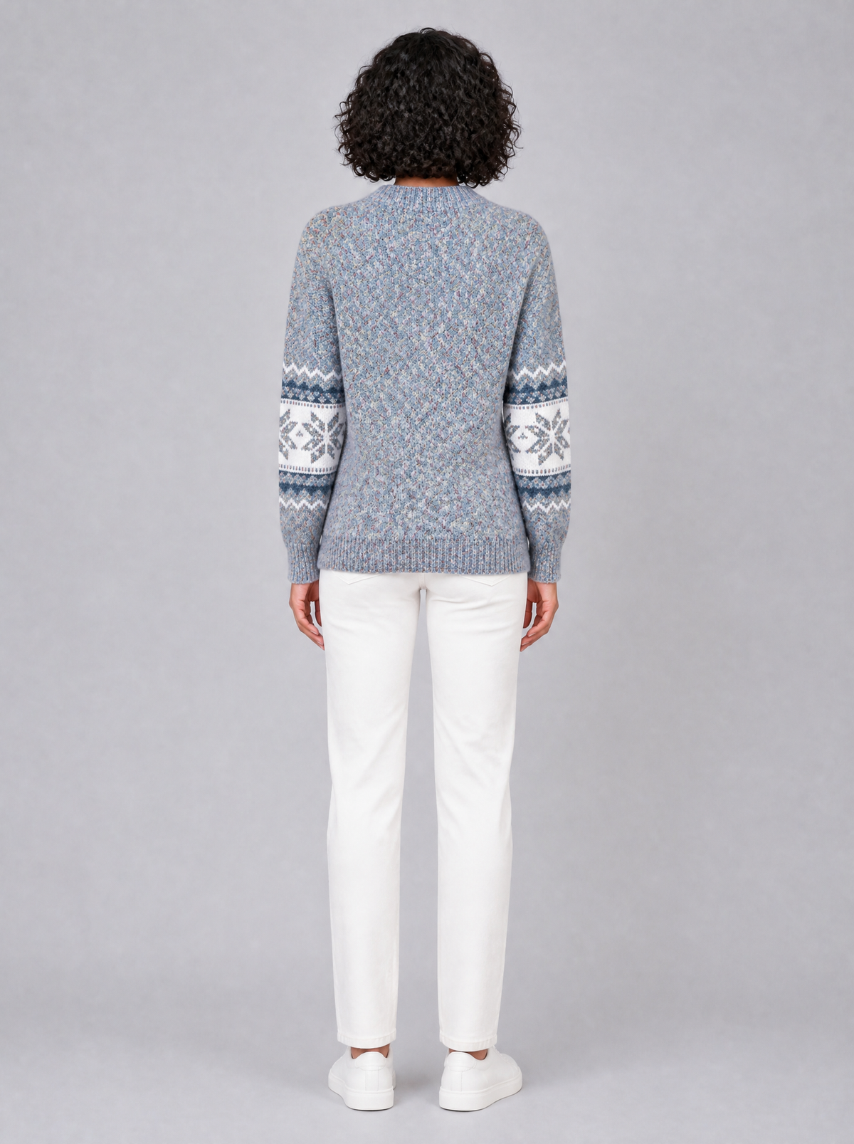 Women's Marl Wool Blend Christmas Fairisle Relaxed Crew Neck Jumper