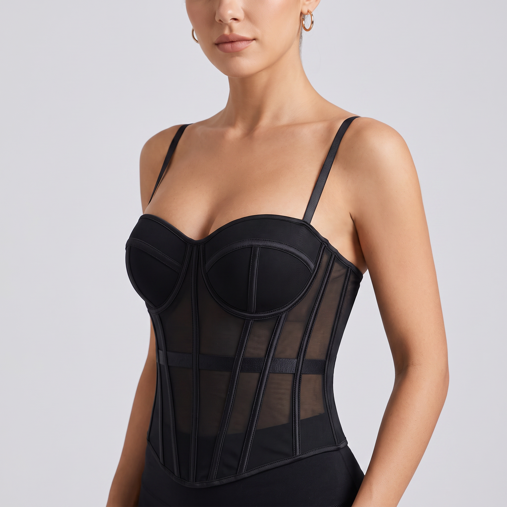 Women's Mesh Corset Crop Top – Bustier Going Out Top
