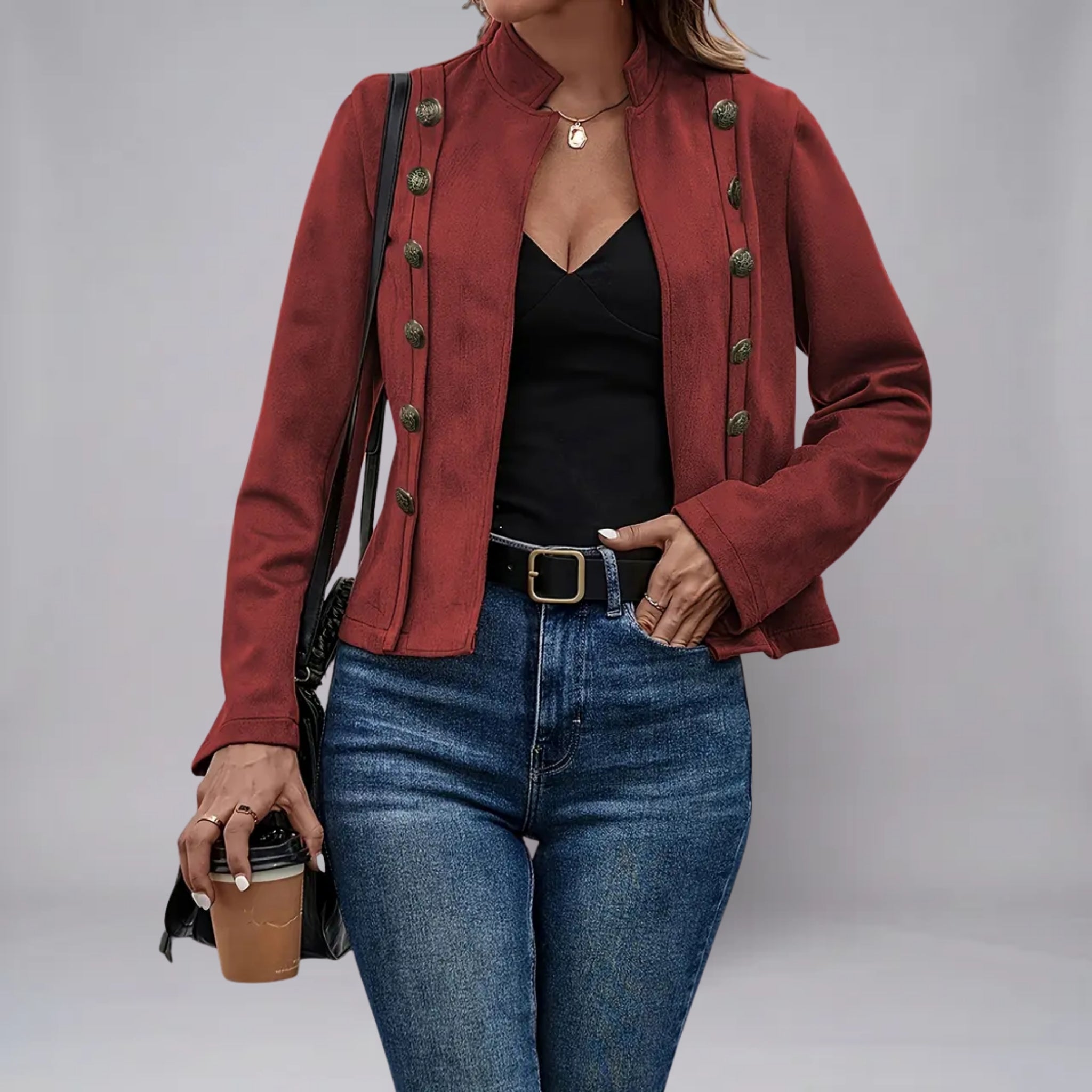 Women’s Military-Inspired Textured Spring Jacket