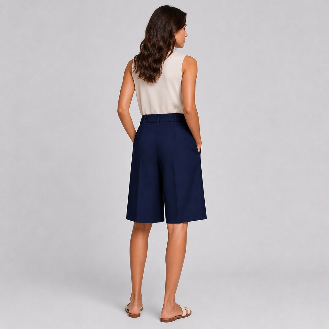 Women's Navy Blue Bermuda Shorts – Tailored Shorts Women