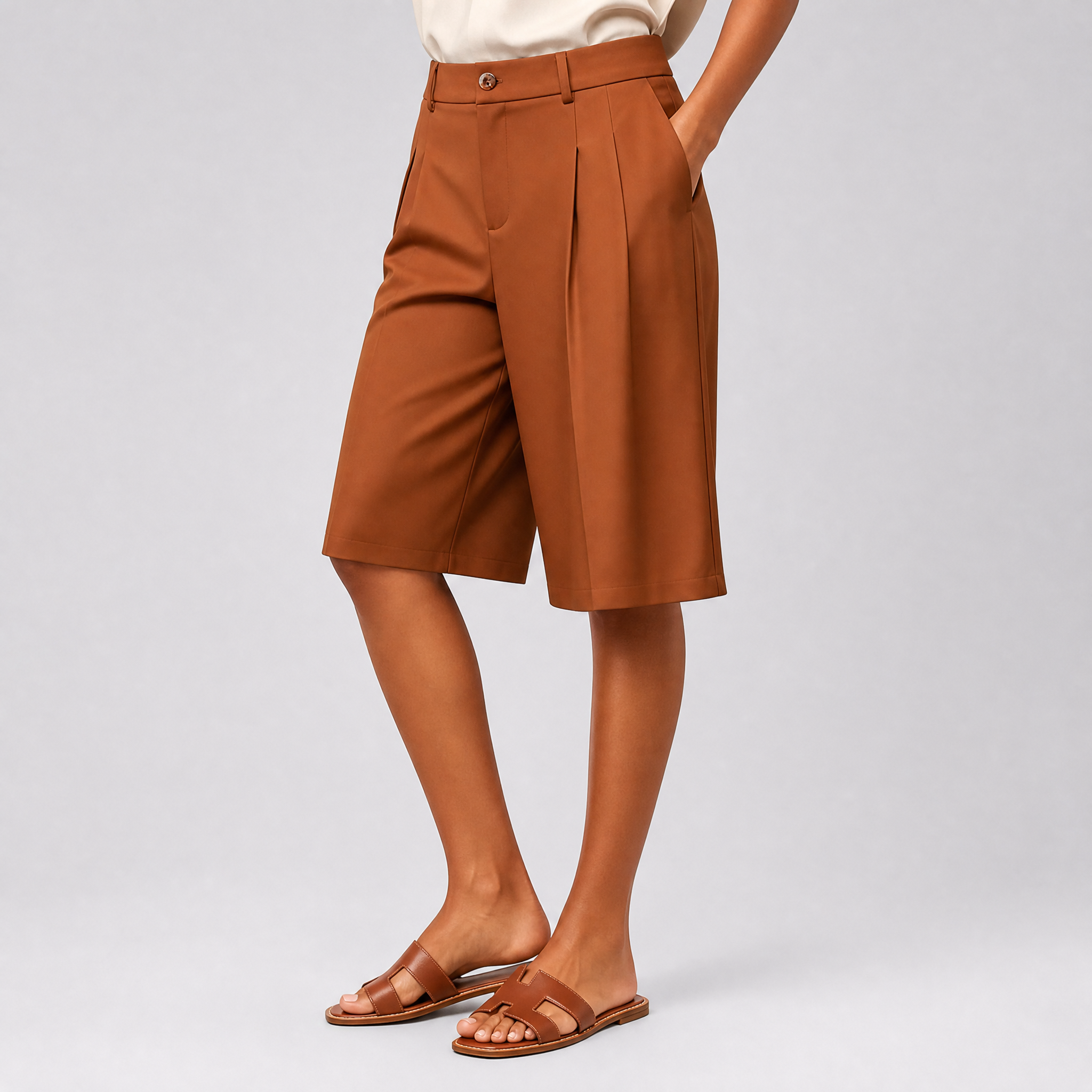 Women's Navy Blue Bermuda Shorts – Tailored Shorts Women