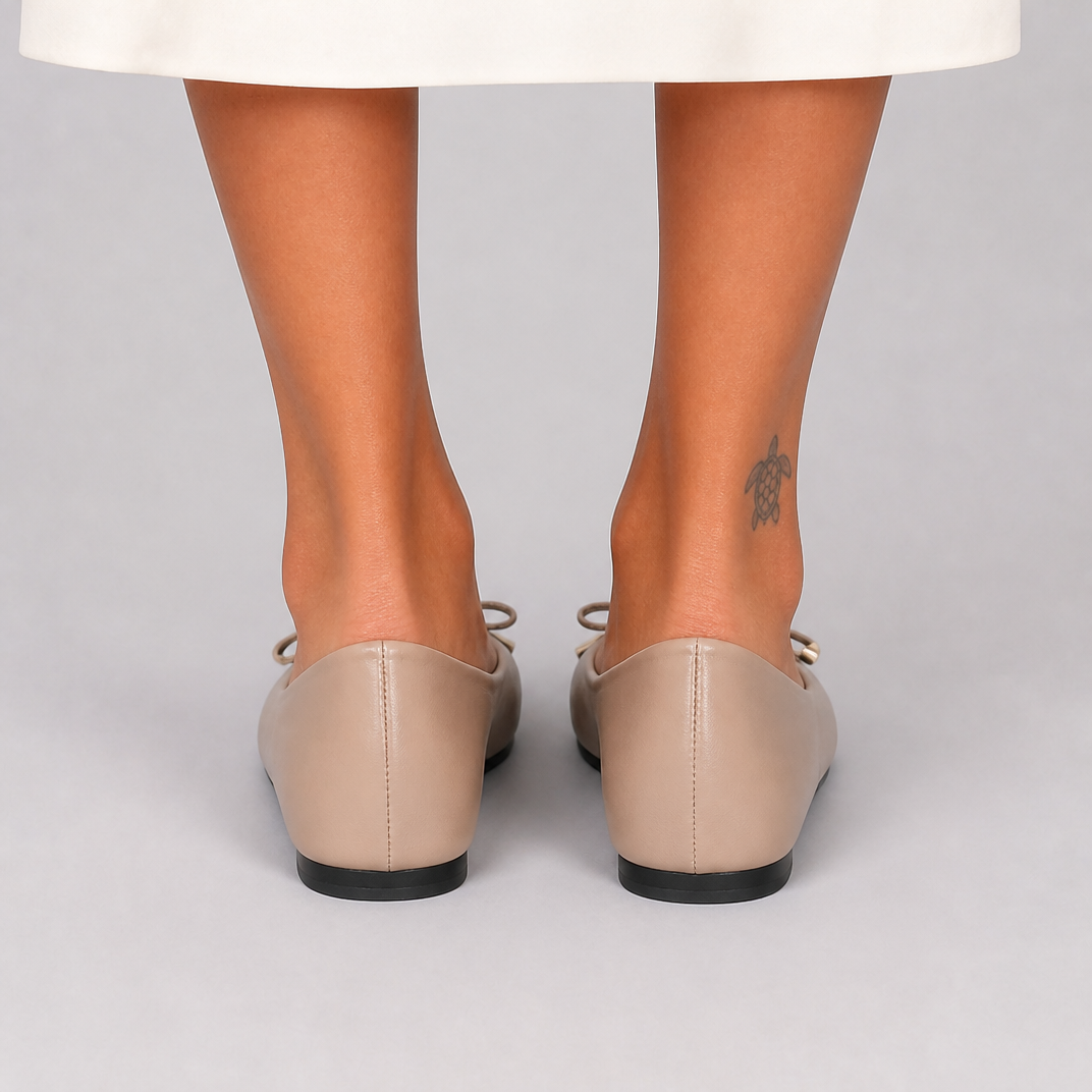 Women's Nude Ballet Flats – Smart Casual Cap Toe Shoes
