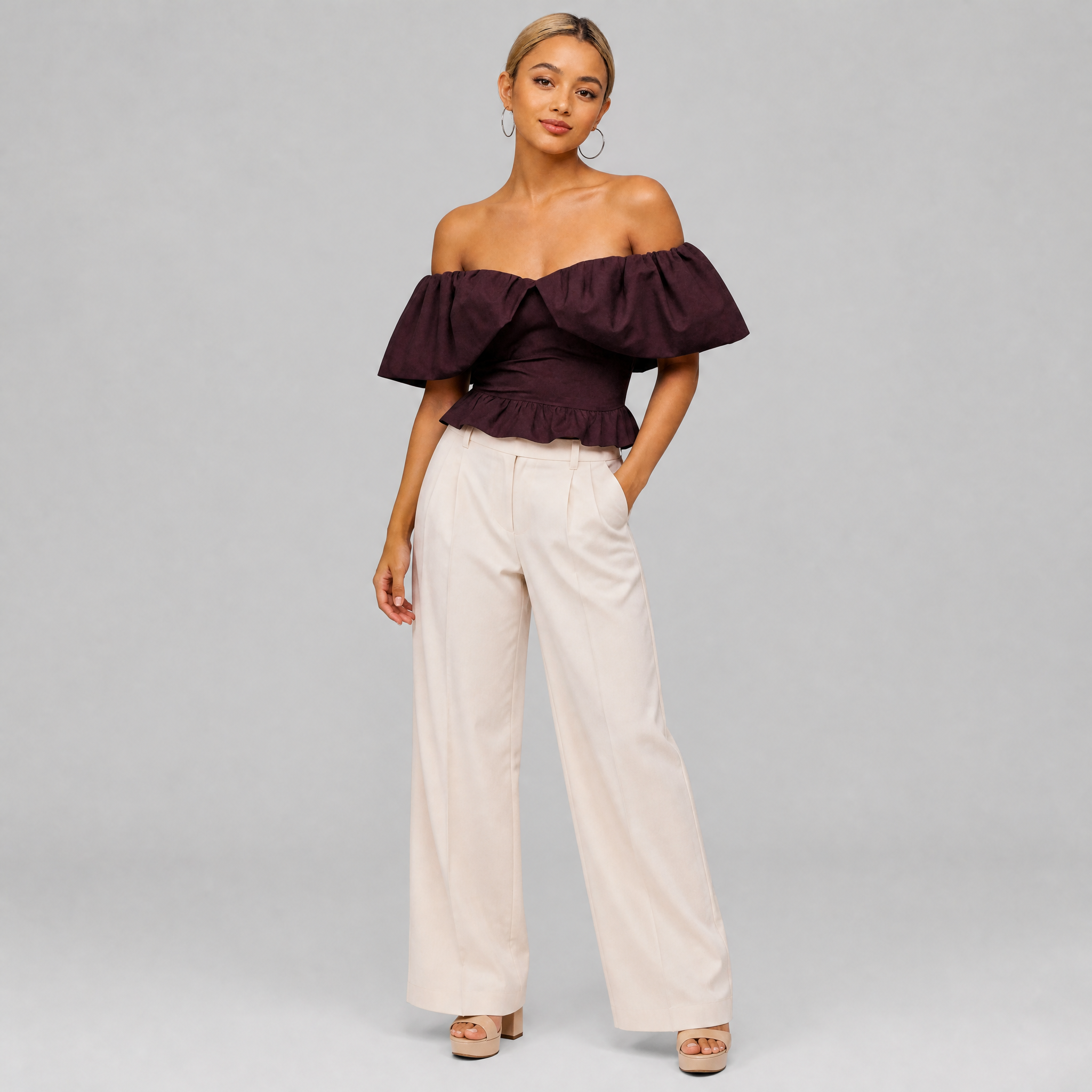 Women's Off-The-Shoulder Peplum Top | Summer Going Out Blouse