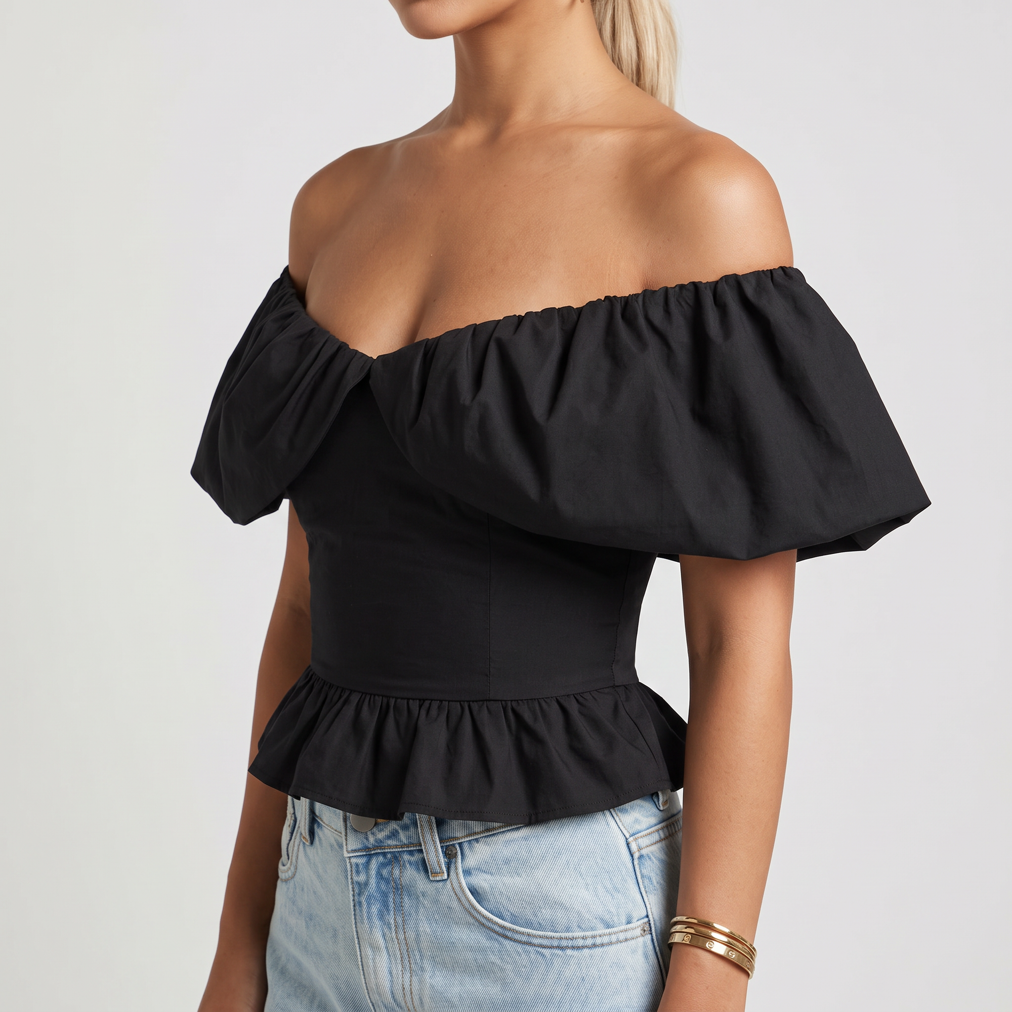 Women's Off-The-Shoulder Peplum Top | Summer Going Out Blouse