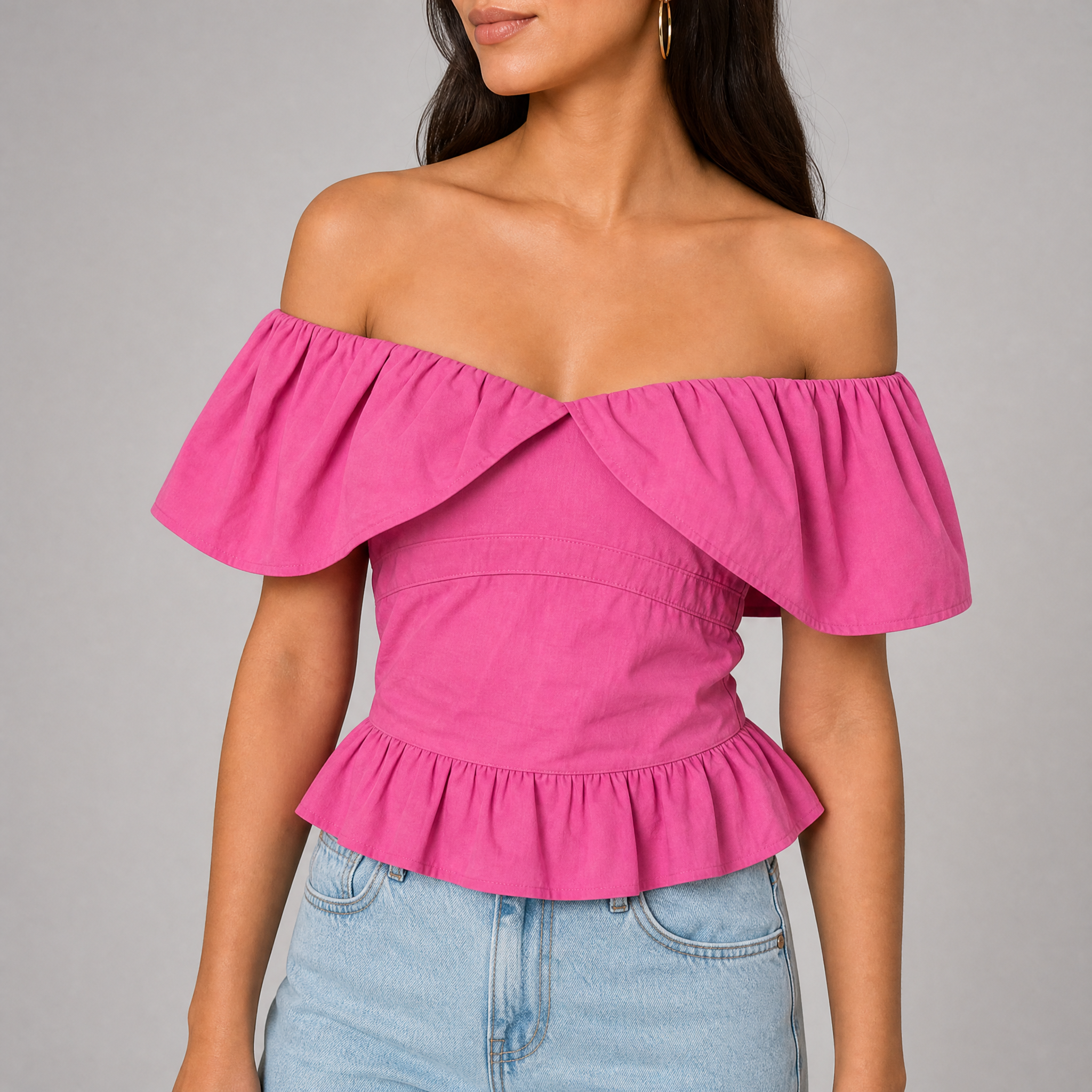 Women's Off-The-Shoulder Peplum Top | Summer Going Out Blouse