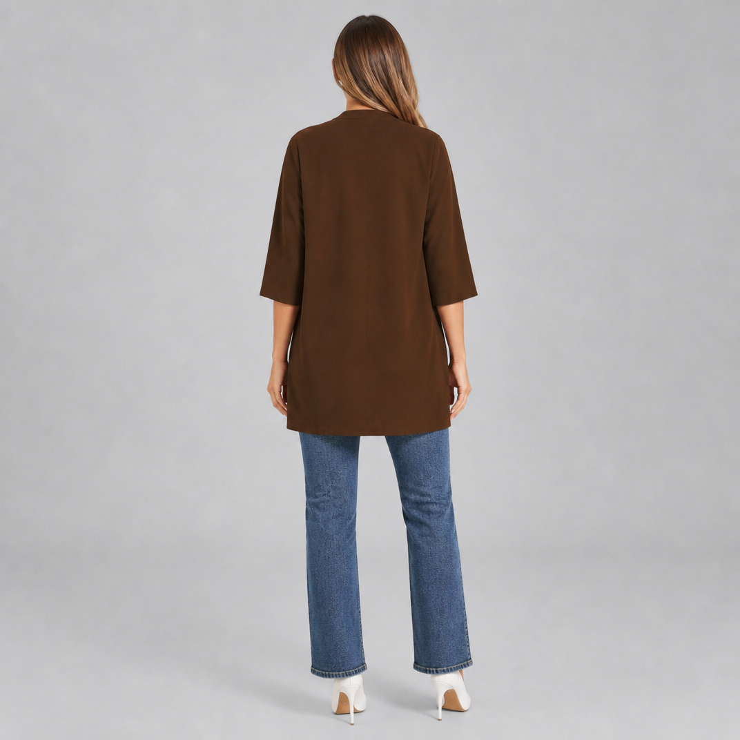 Women’s Open Front Elbow-Sleeve Cardigan