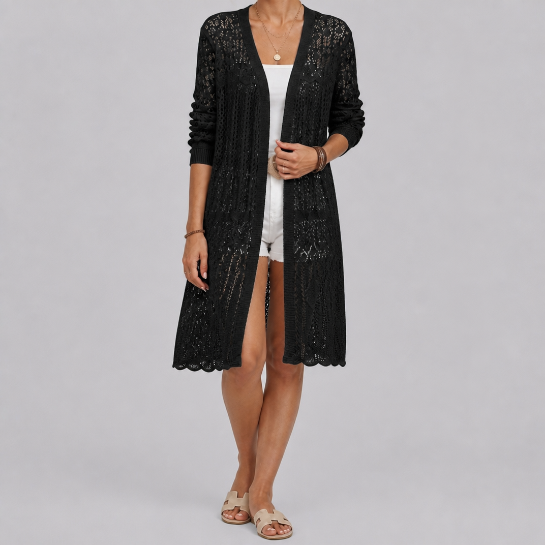 Women’s Open-Front Sheer Crochet Spring Cardigan
