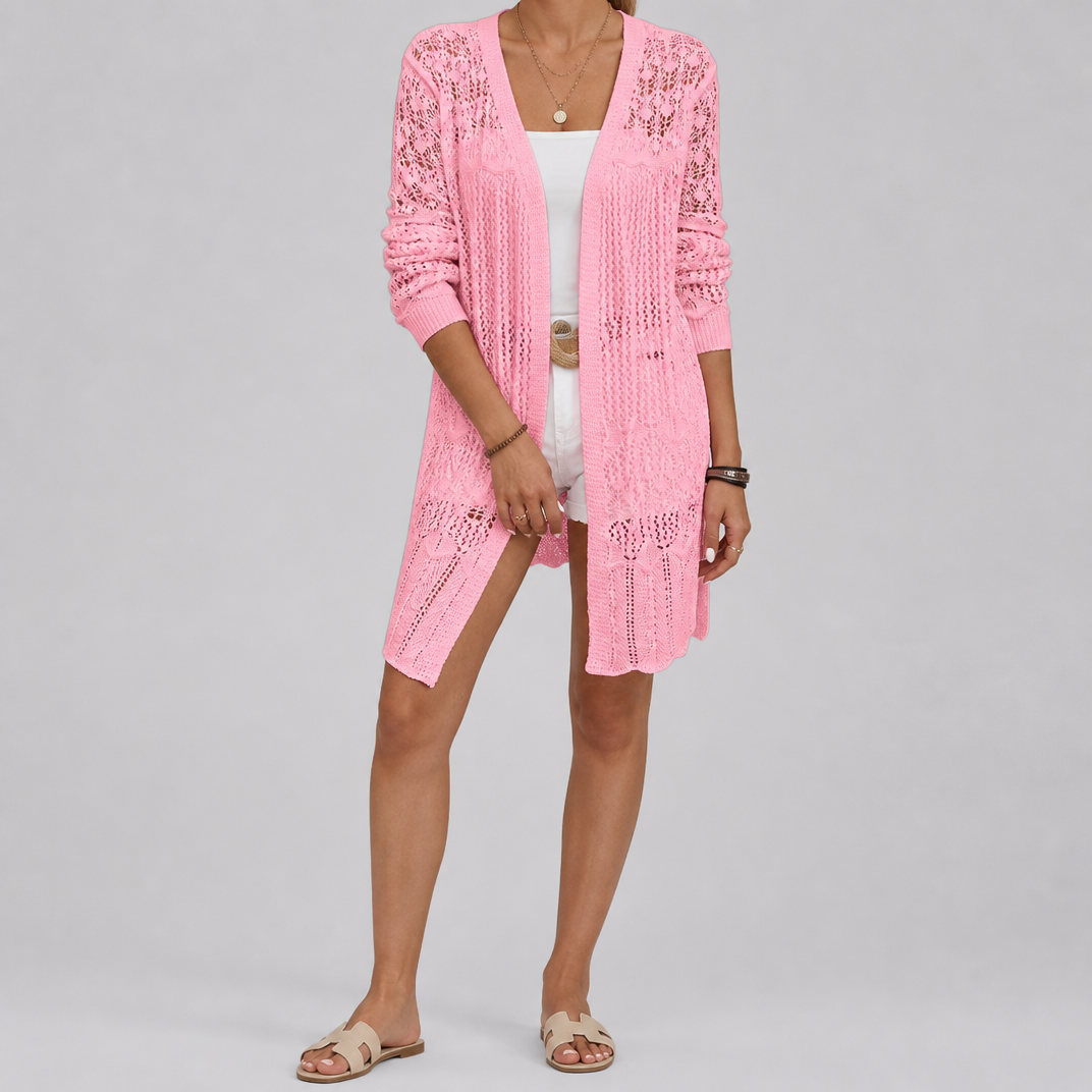 Women’s Open-Front Sheer Crochet Spring Cardigan