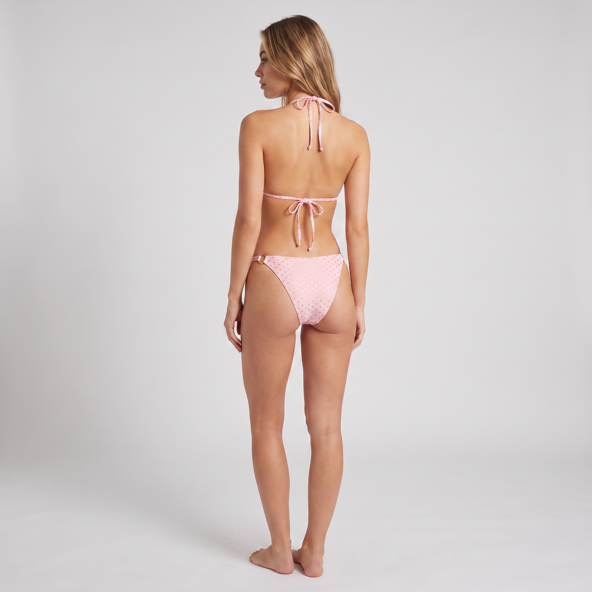 Women's Polka Dot Bikini Set – Gold Ring Triangle Push Up Bikini