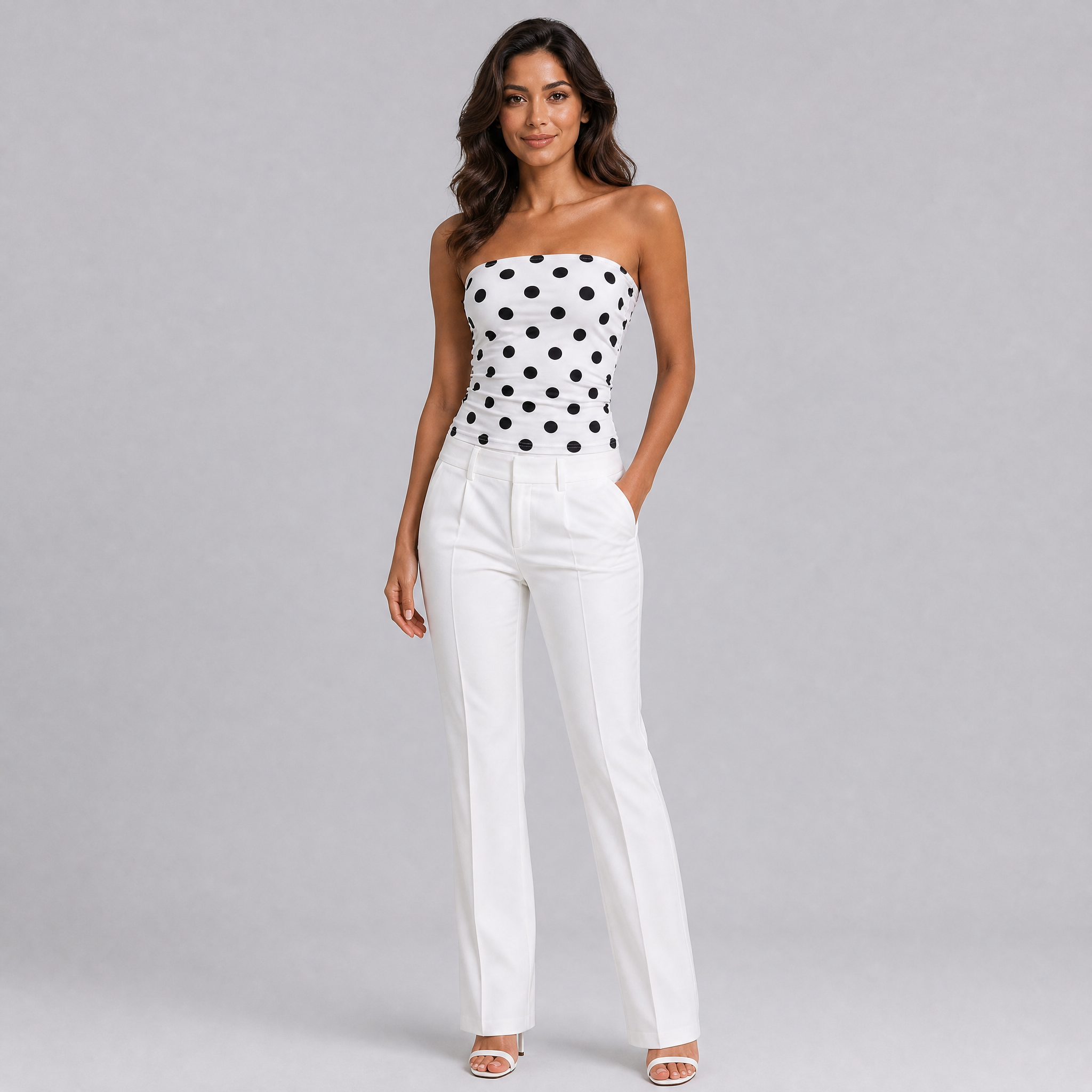Women's Polka Dot Bandeau Top – Crop Summer Top