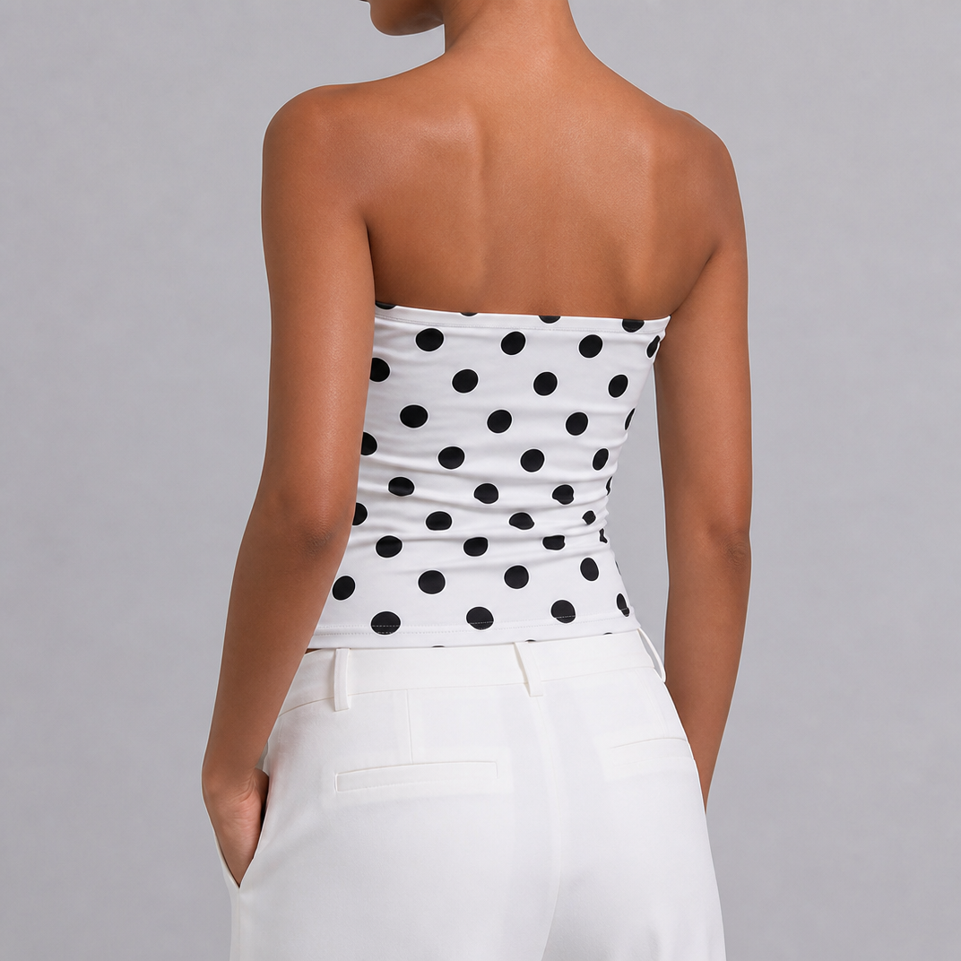 Women's Polka Dot Bandeau Top – Crop Summer Top