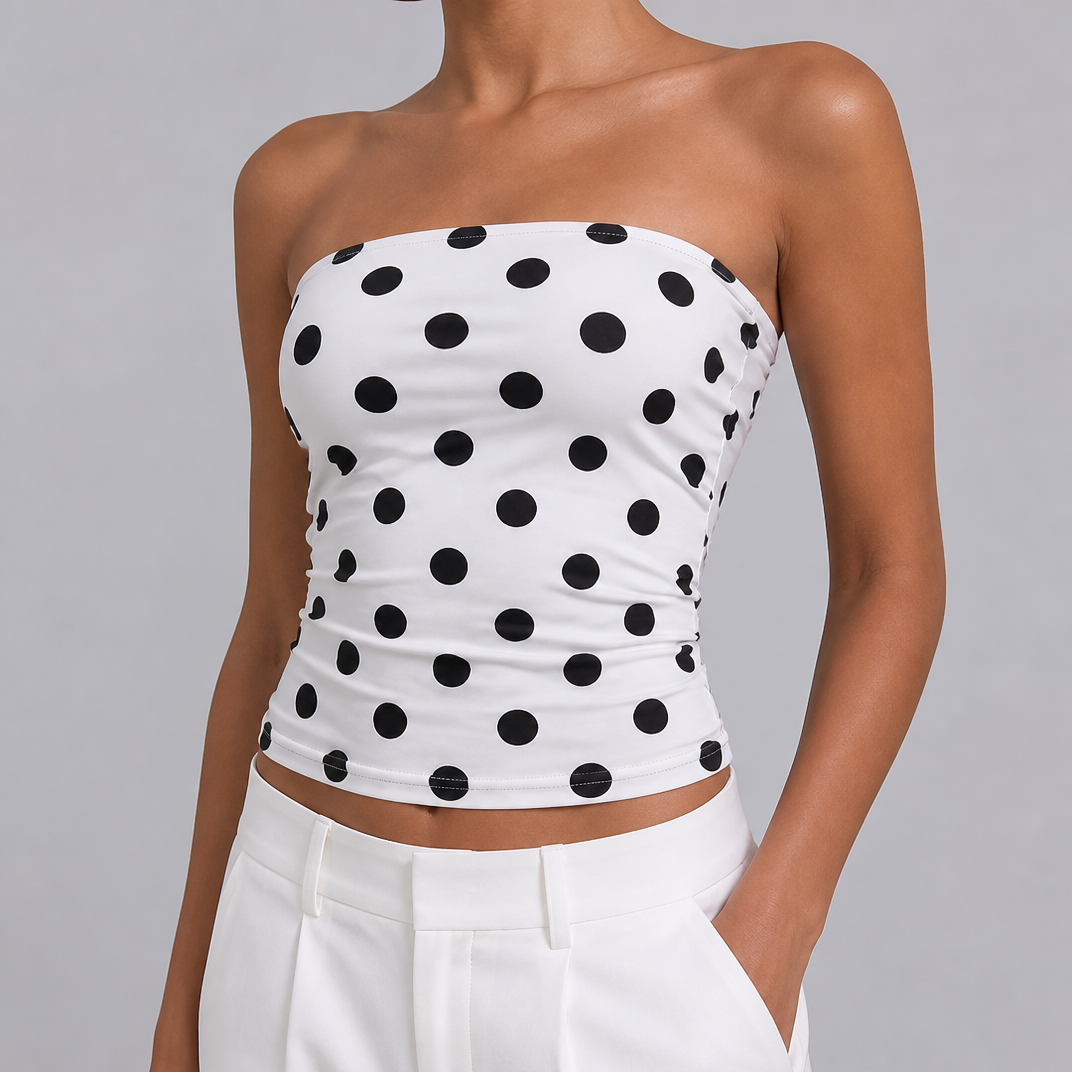 Women's Polka Dot Bandeau Top – Crop Summer Top