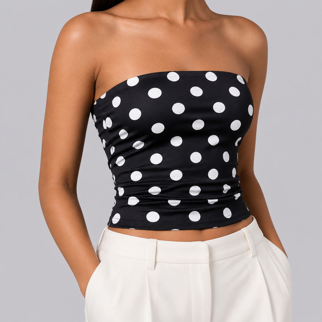 Women's Polka Dot Bandeau Top – Crop Summer Top