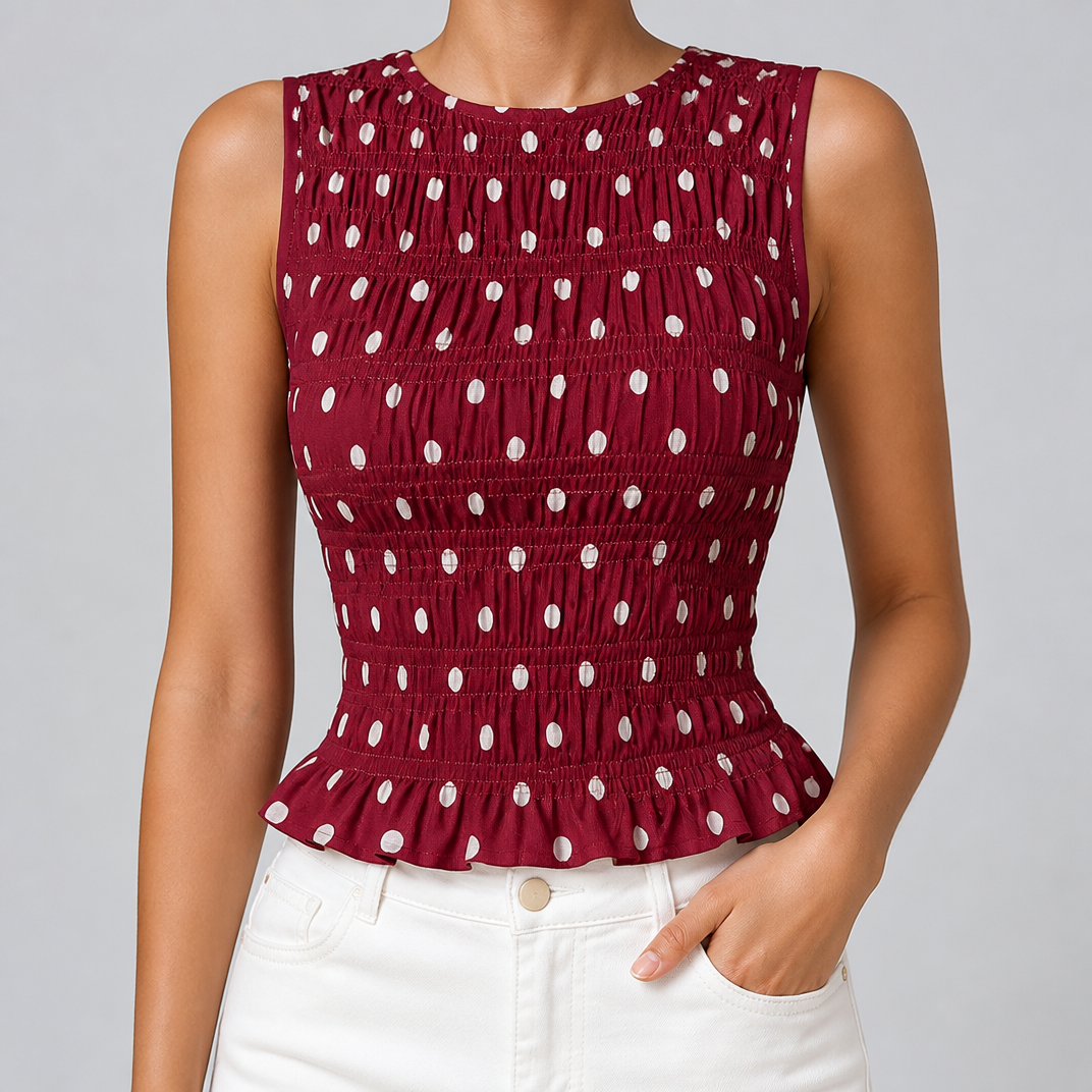 Women's Polka Dot Peplum Top – Summer Going Out Vest