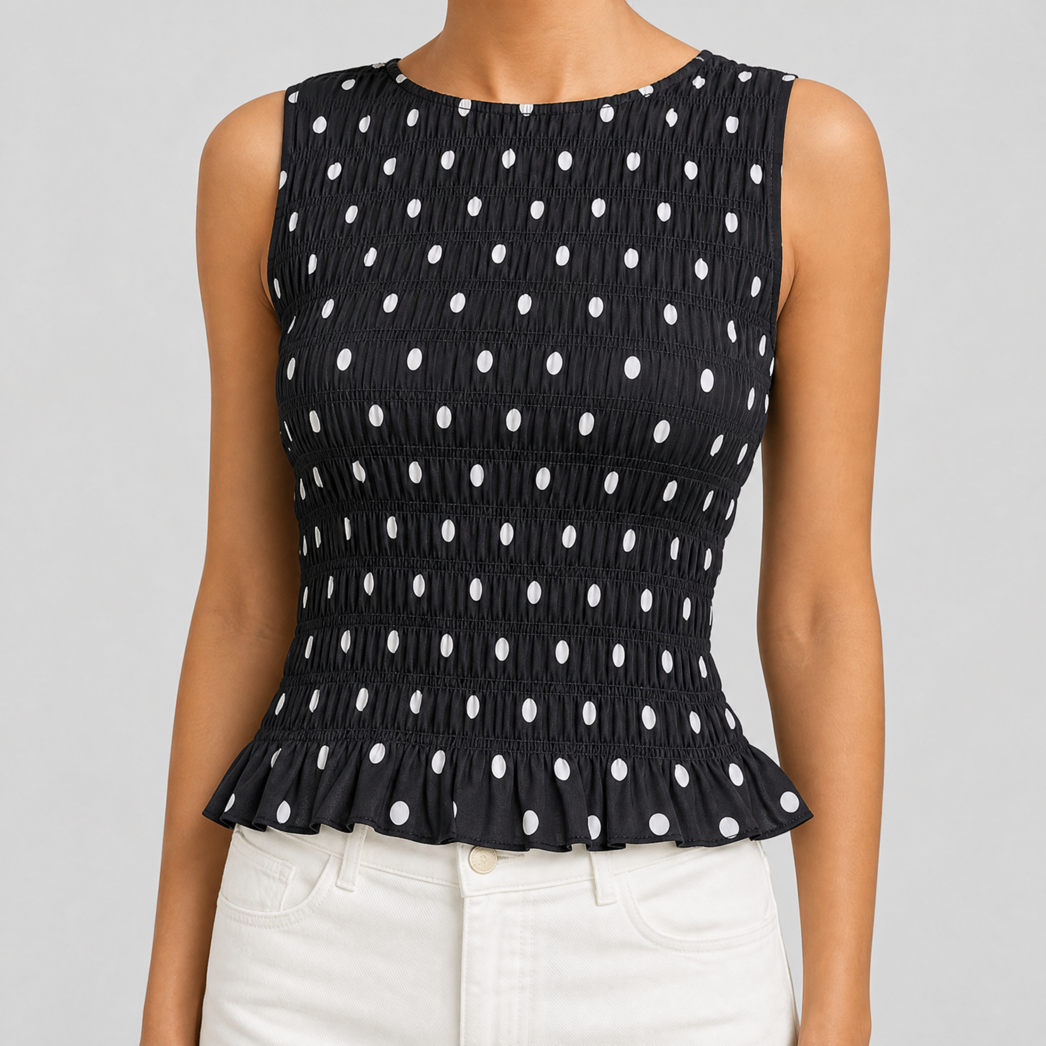 Women's Polka Dot Peplum Top – Summer Going Out Vest