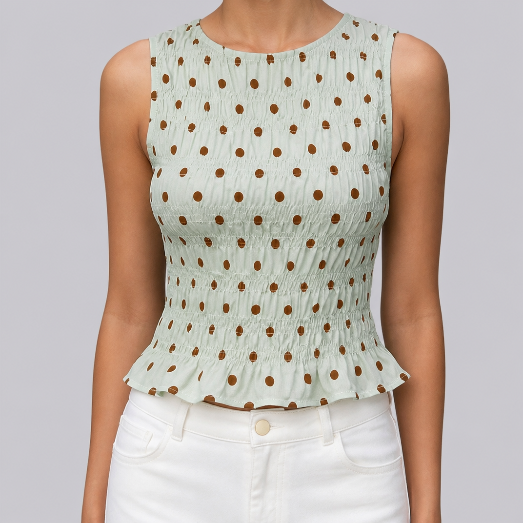 Women's Polka Dot Peplum Top – Summer Going Out Vest