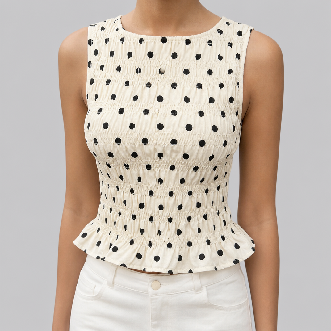 Women's Polka Dot Peplum Top – Summer Going Out Vest