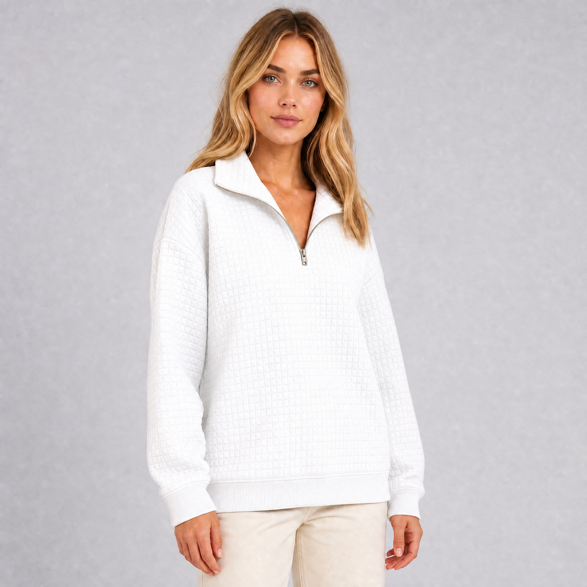 Women's Quilted Jersey Half Zip Sweatshirt