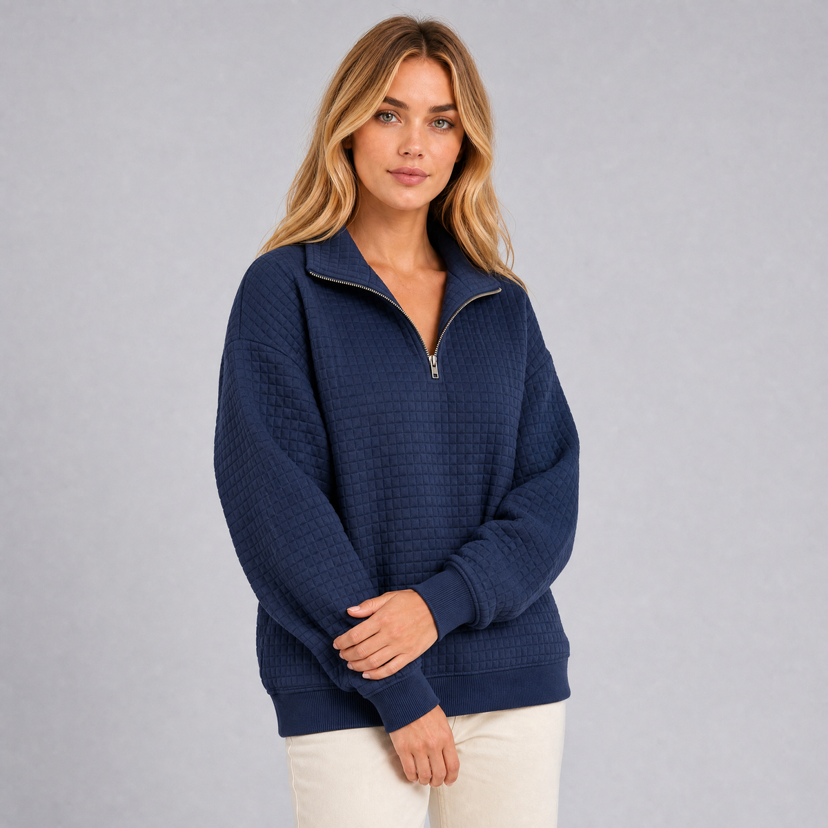 Women's Quilted Jersey Half Zip Sweatshirt