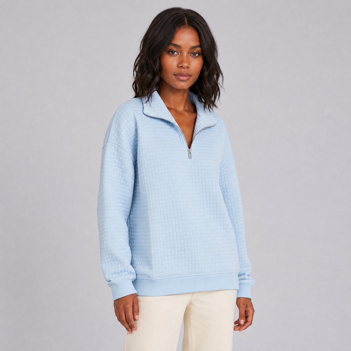 Women's Quilted Jersey Half Zip Sweatshirt