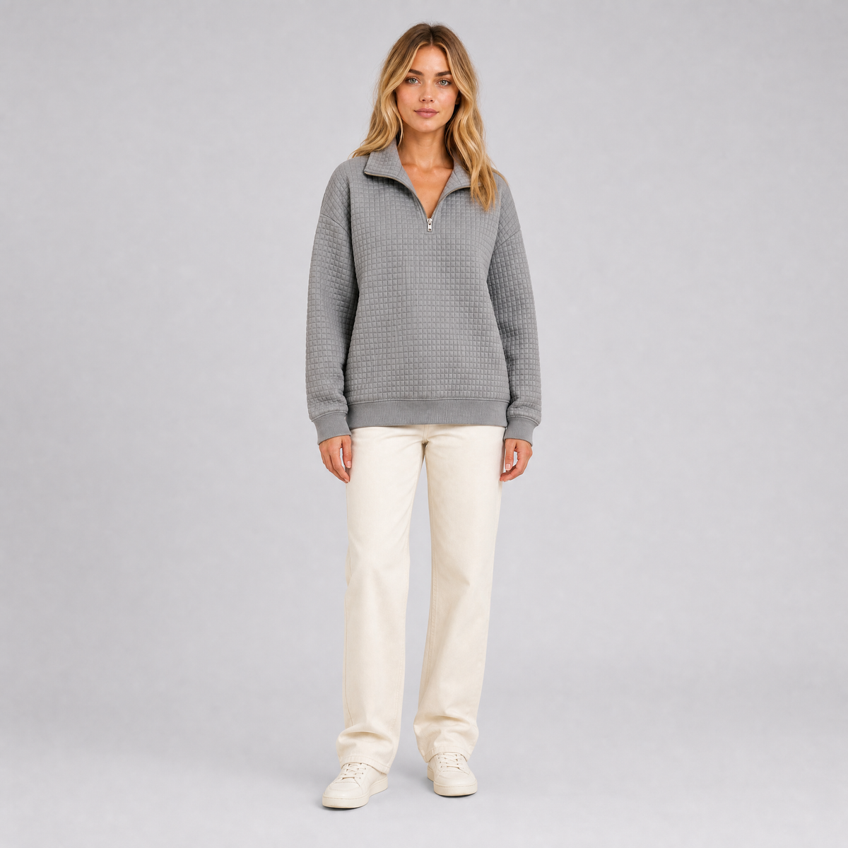 Women's Quilted Jersey Half Zip Sweatshirt