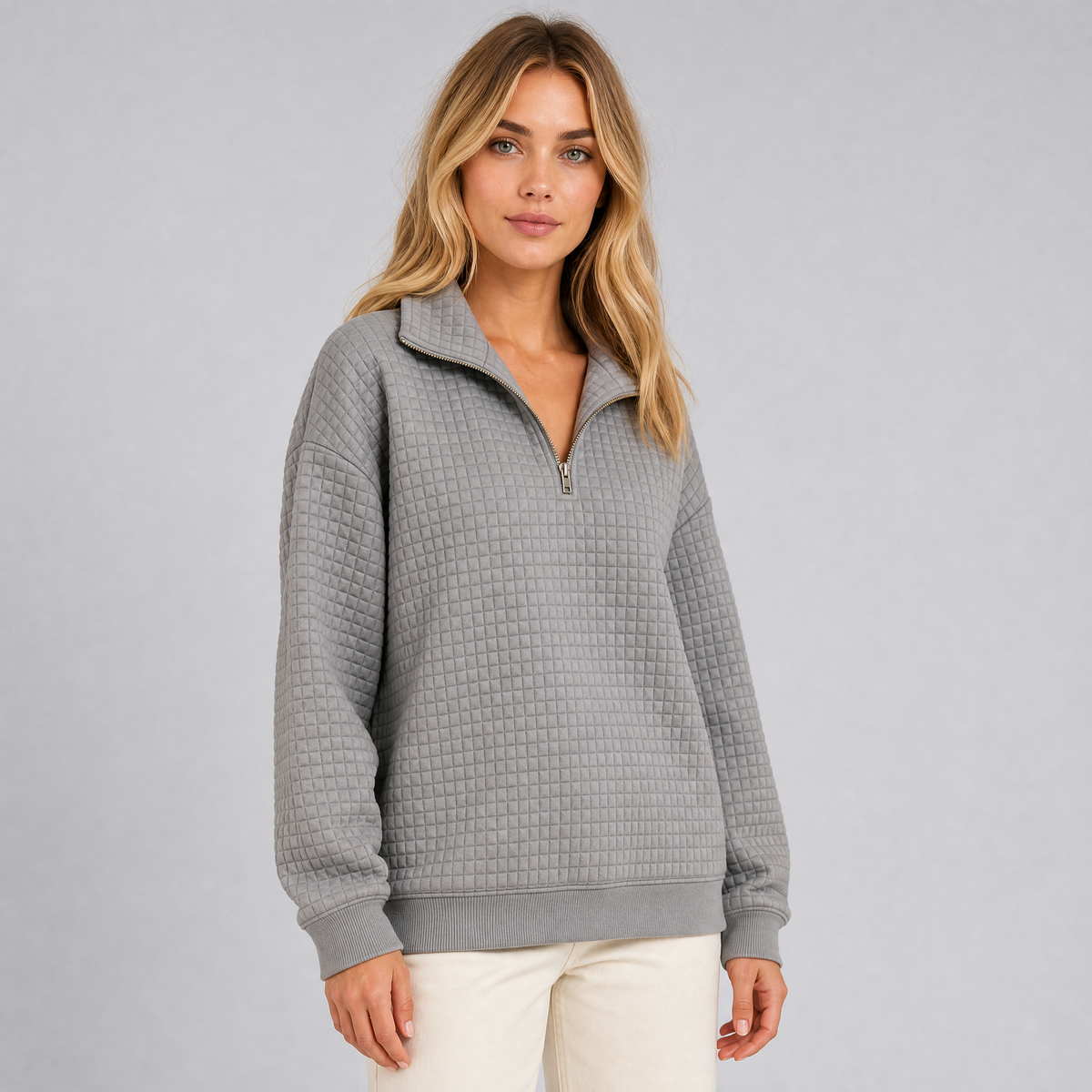 Women's Quilted Jersey Half Zip Sweatshirt