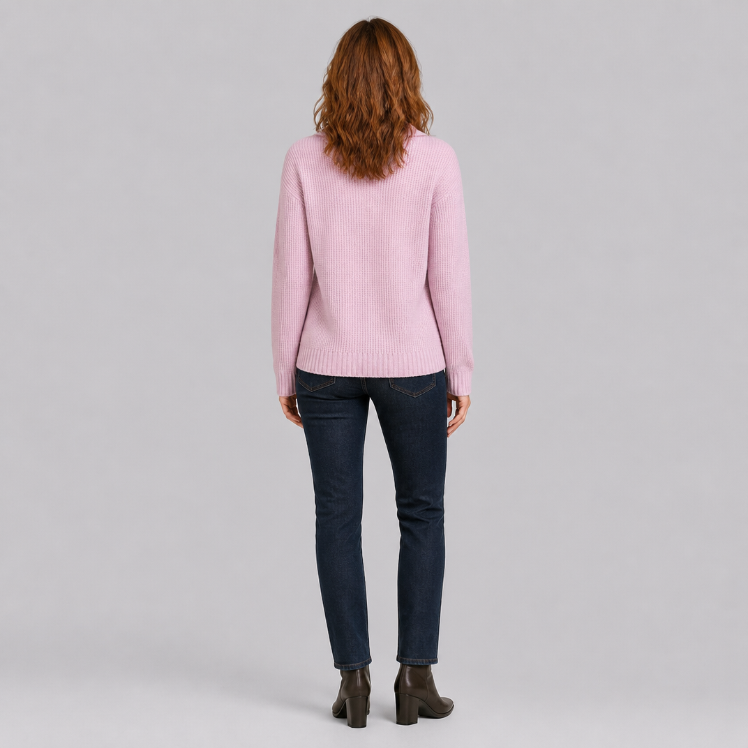 Women's Ribbed Knit Button Front Collared Top