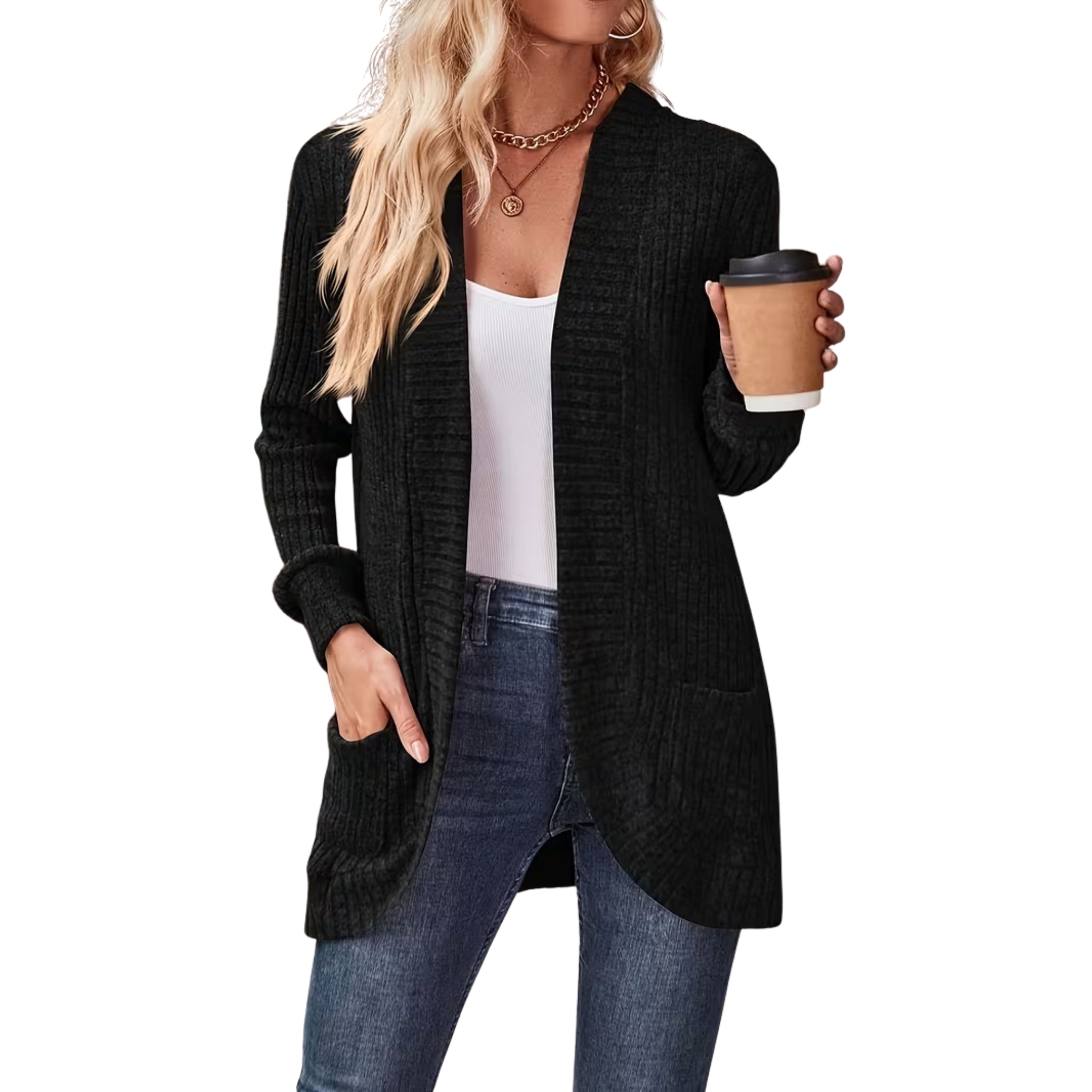 Women’s Ribbed Open Front Cardigan