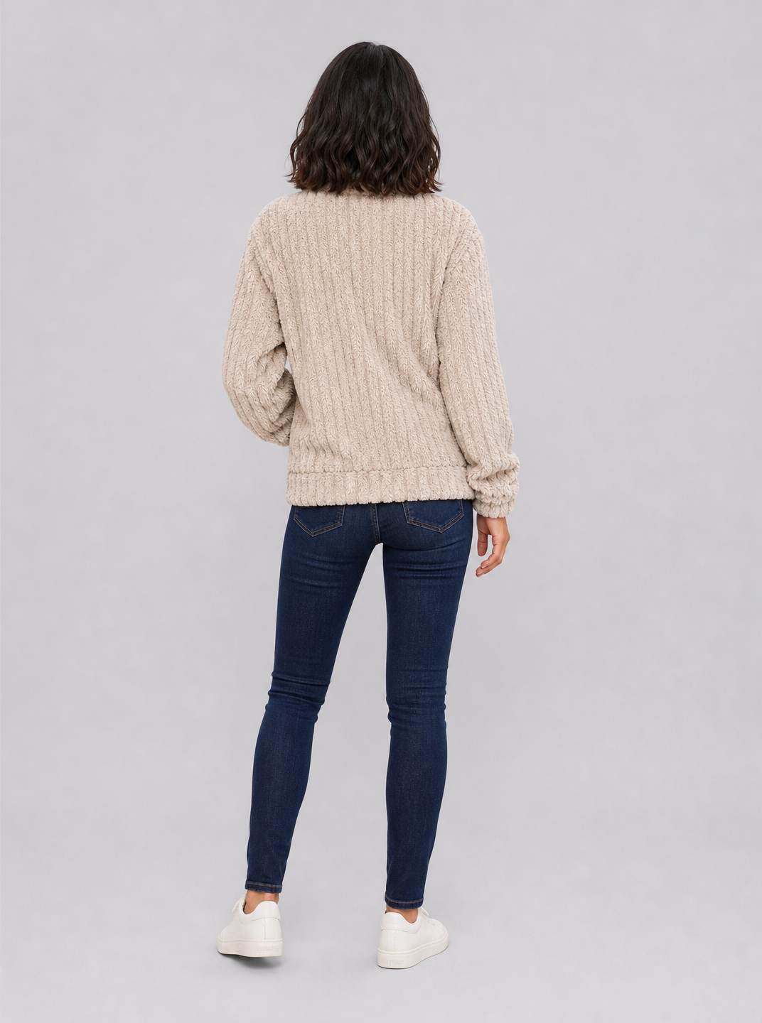 Women's Ribbed Teddy Fleece Relaxed Full Zip Cardigan