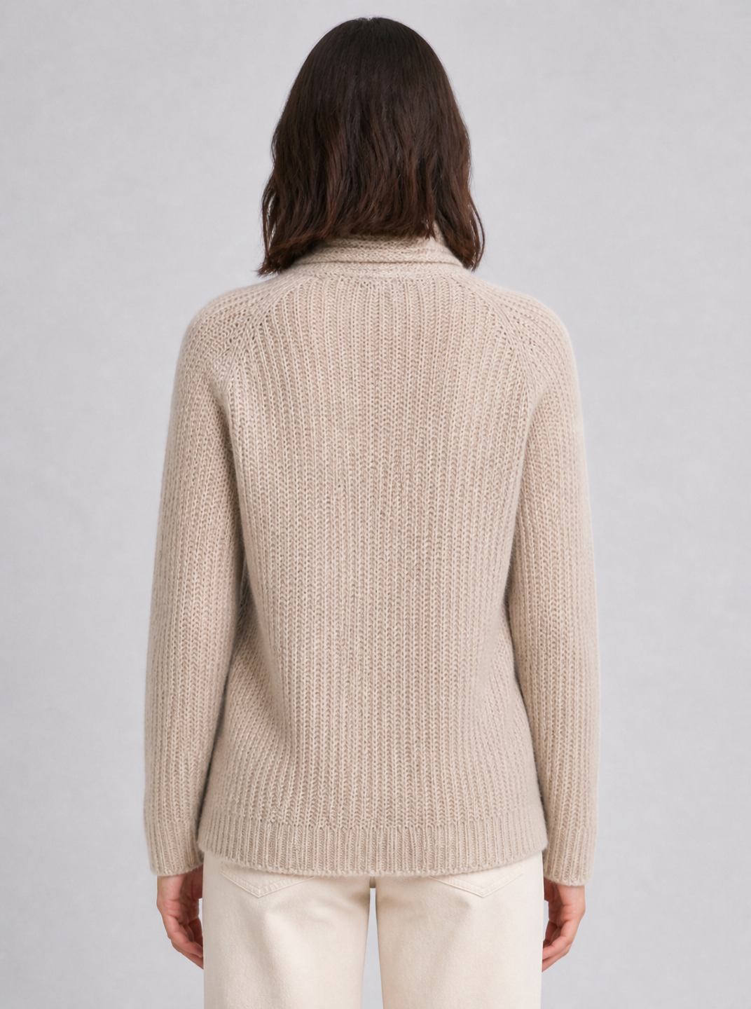 Women's Ribbed Wool Blend Relaxed Scarf Neck Jumper